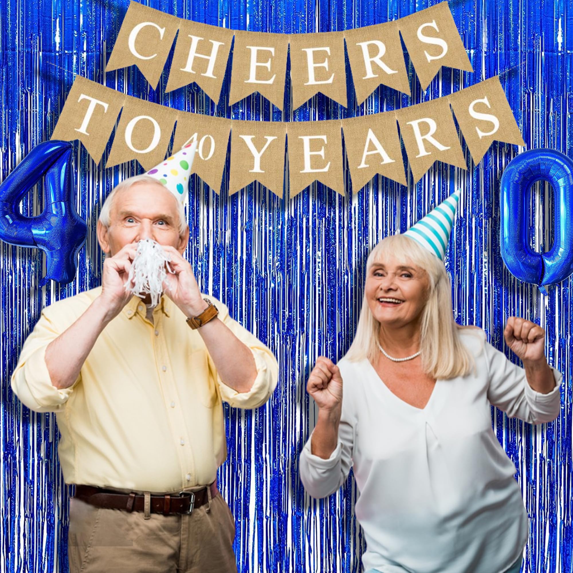 Braveshine Blue Tinsel Foil Fringe Curtains   2Pcs 3.2X8.2 Ft Metallic Holidays Photo Backdrop For Boys Men Birthdays Homecoming