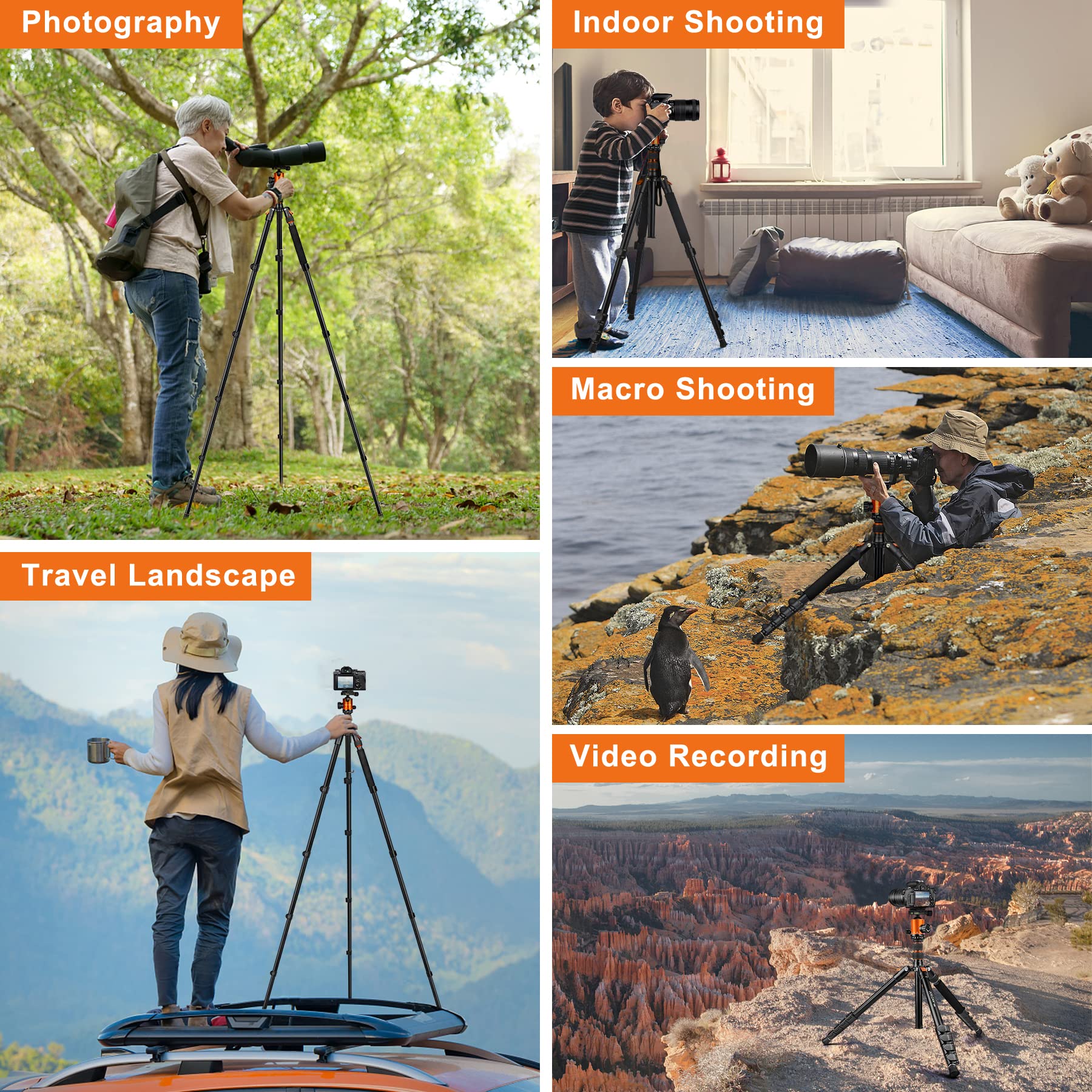 Joilcan Tripod For Camera, 81 Camera Tripod Stand, 83 Inches Dslr Tripods & Monopods, Heavy Duty Travel Tripod For Binoculars La