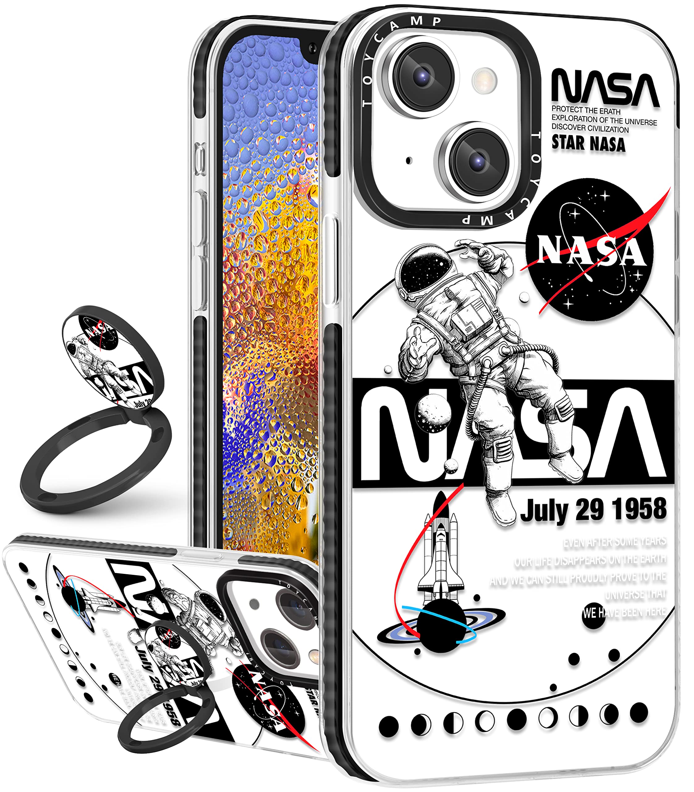 Toycamp For Iphone 13 Mini Case Astronaut Space Cute Cartoon Design For Men Boys Girls Teens Cool Nasa Cosmonaut Print Clear Cas