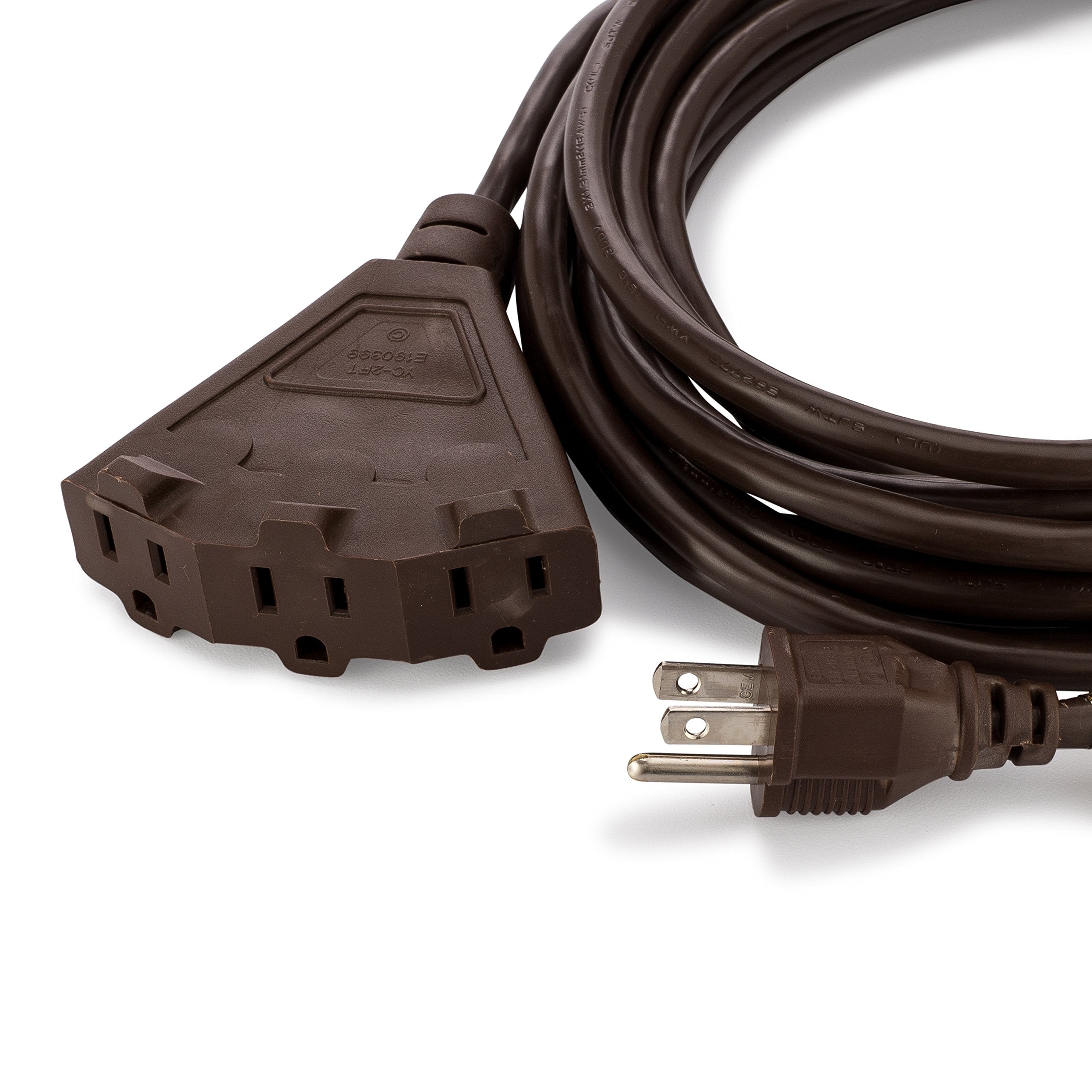 Holiday Lighting Outlet 25 Foot Brown Extension Cord | 3 Prong Indoor & Outdoor Splitter | Perfect For Landscape Lighting