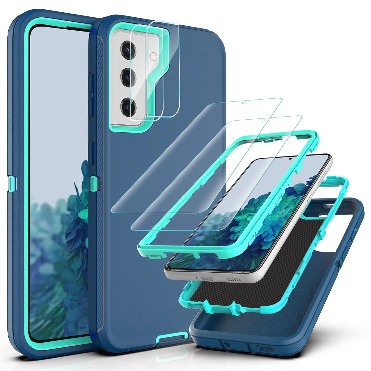 Ymhxcy Galaxy S21 Case With Self Healing Flexible Tpu Film[2 Pack] And Camera Lens Screen Protective Film[2 Pack], Heavy Protect