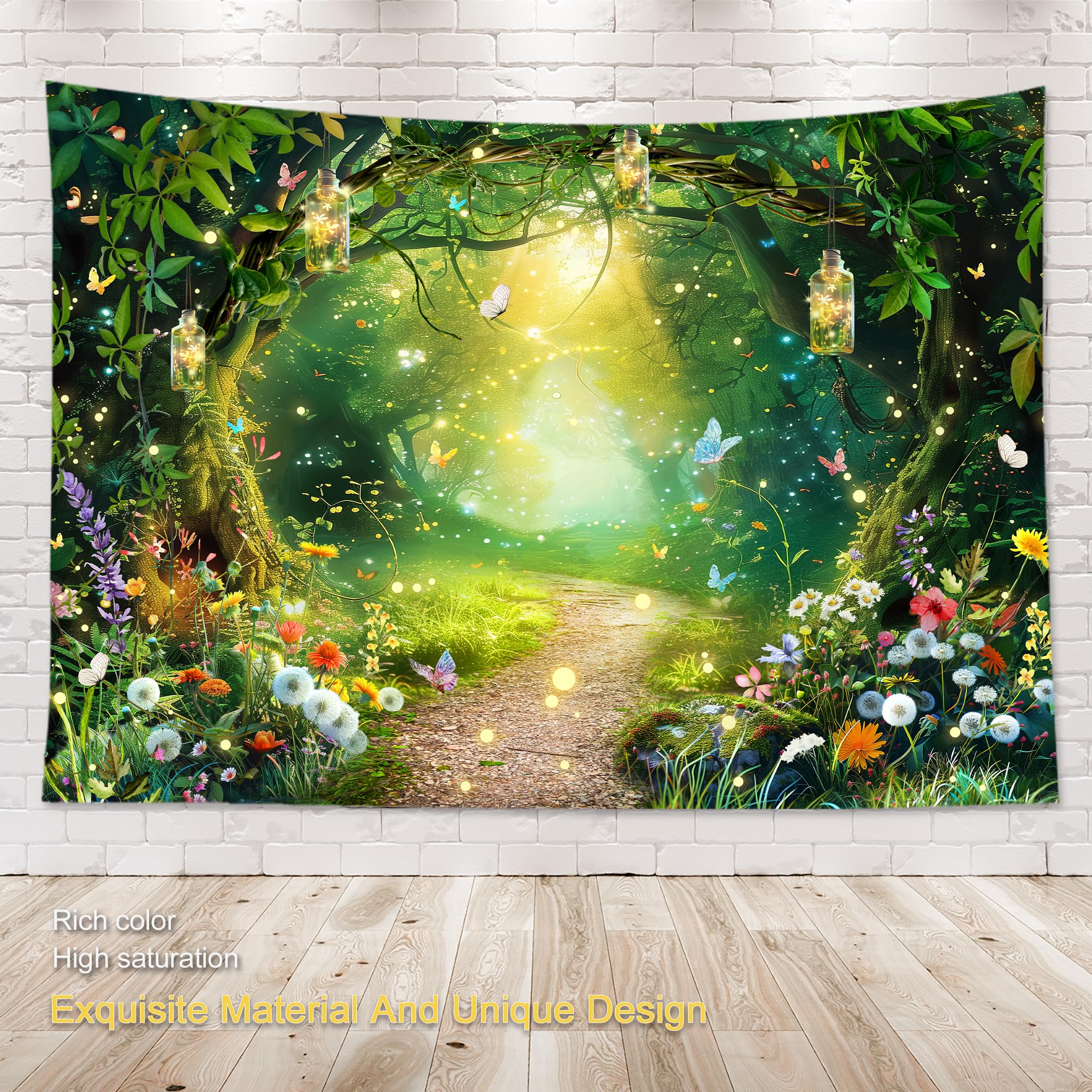 Omifly Enchanted Wonderland 7Wx5H Backdrop For Photography Fairy Tale Magic Garden Greenery Woodland Butterfly Spring Background