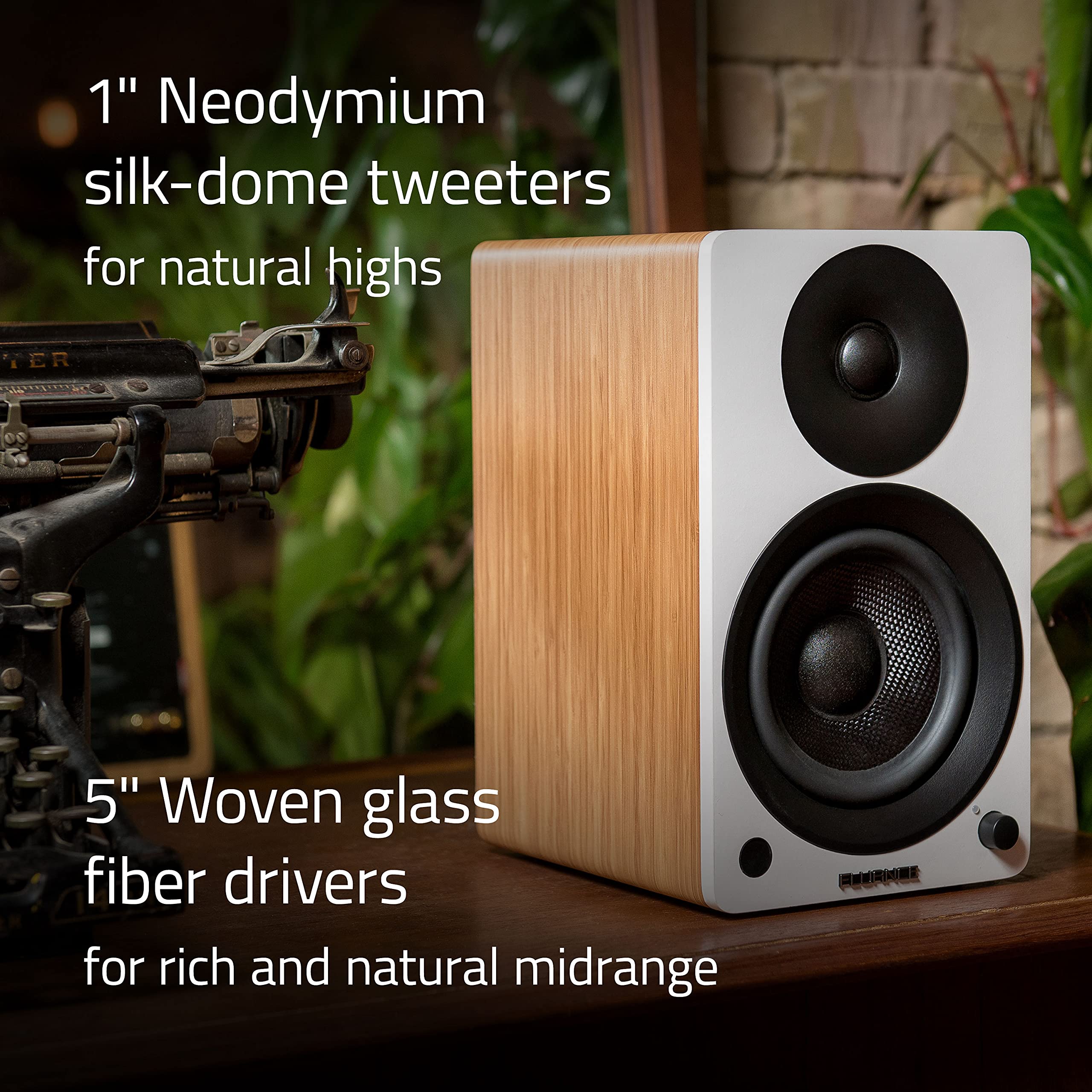 Fluance Ai41 Powered 2-Way 2.0 Stereo Bookshelf Speakers With 5 Drivers, 90W Amplifier For Turntable, Tv, Pc And Bluetooth 5 Wir