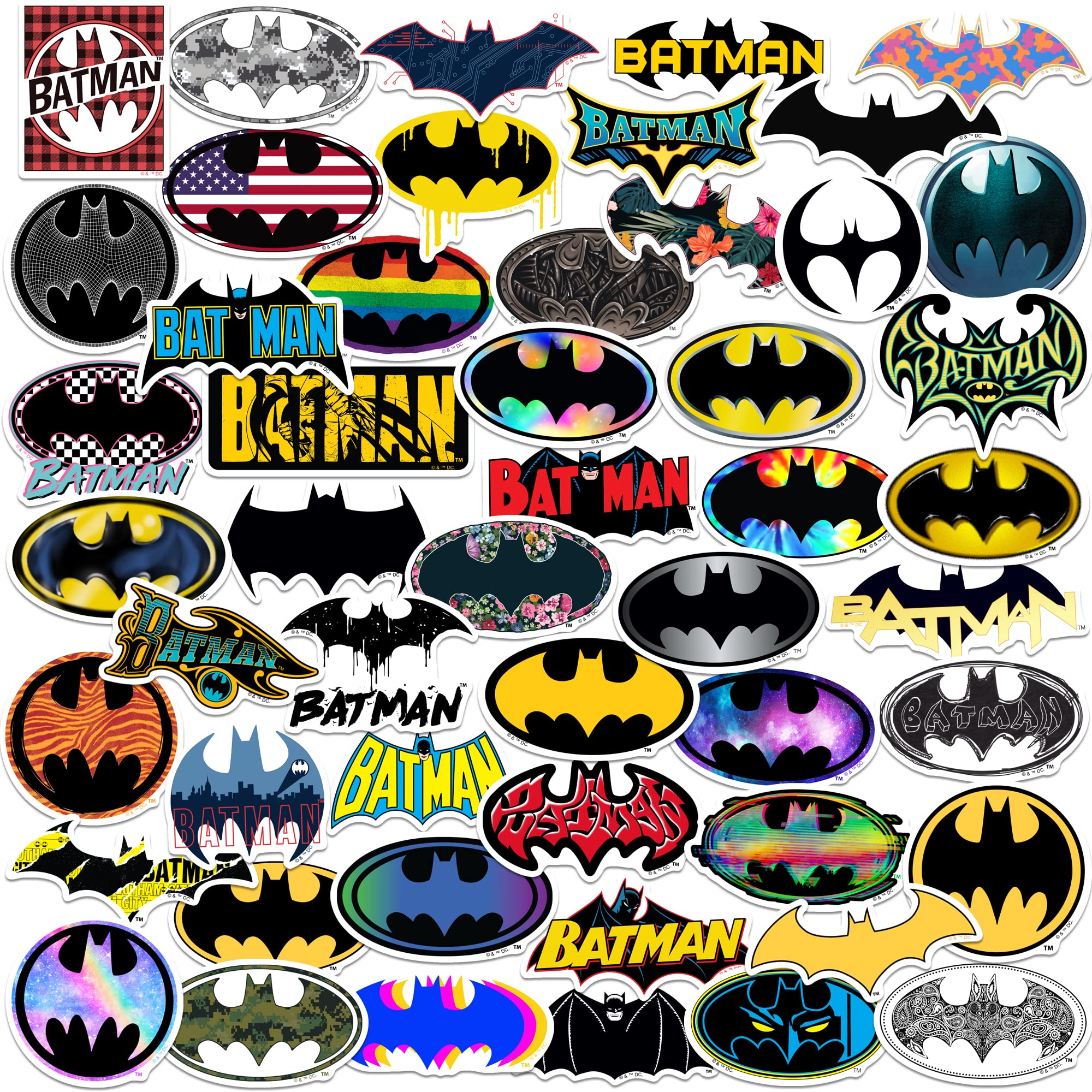 Batman   Logo 50Ct Sticker Pack Large Deluxe Stickers Variety Pack   Laptop, Water Bottle, Scrapbooking, Tablet, Skateboard, Ind