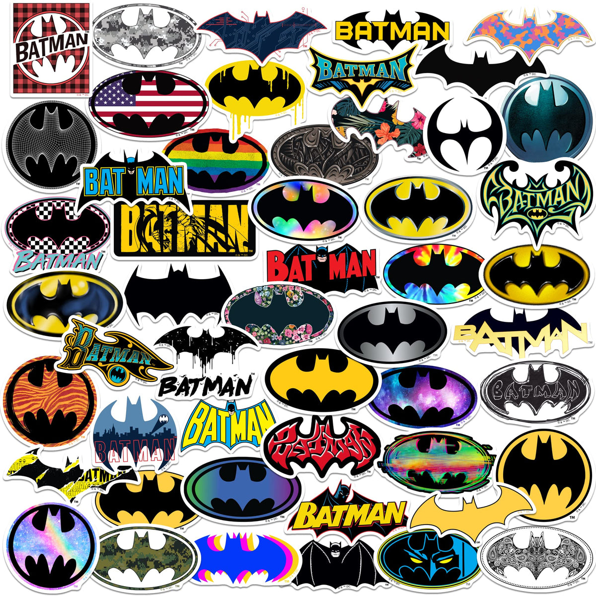 Batman   Logo 50Ct Sticker Pack Large Deluxe Stickers Variety Pack   Laptop, Water Bottle, Scrapbooking, Tablet, Skateboard, Ind