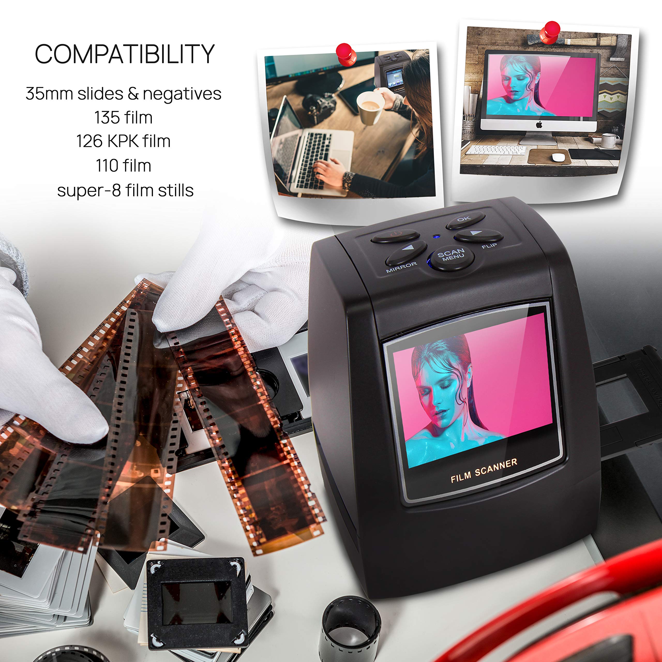 Pyle Film Scanner And Slide Digitizer   All In 1 22Mp Slide Digital Film Slide Scanner, Image Converter, Compatible W/ Super 8 F