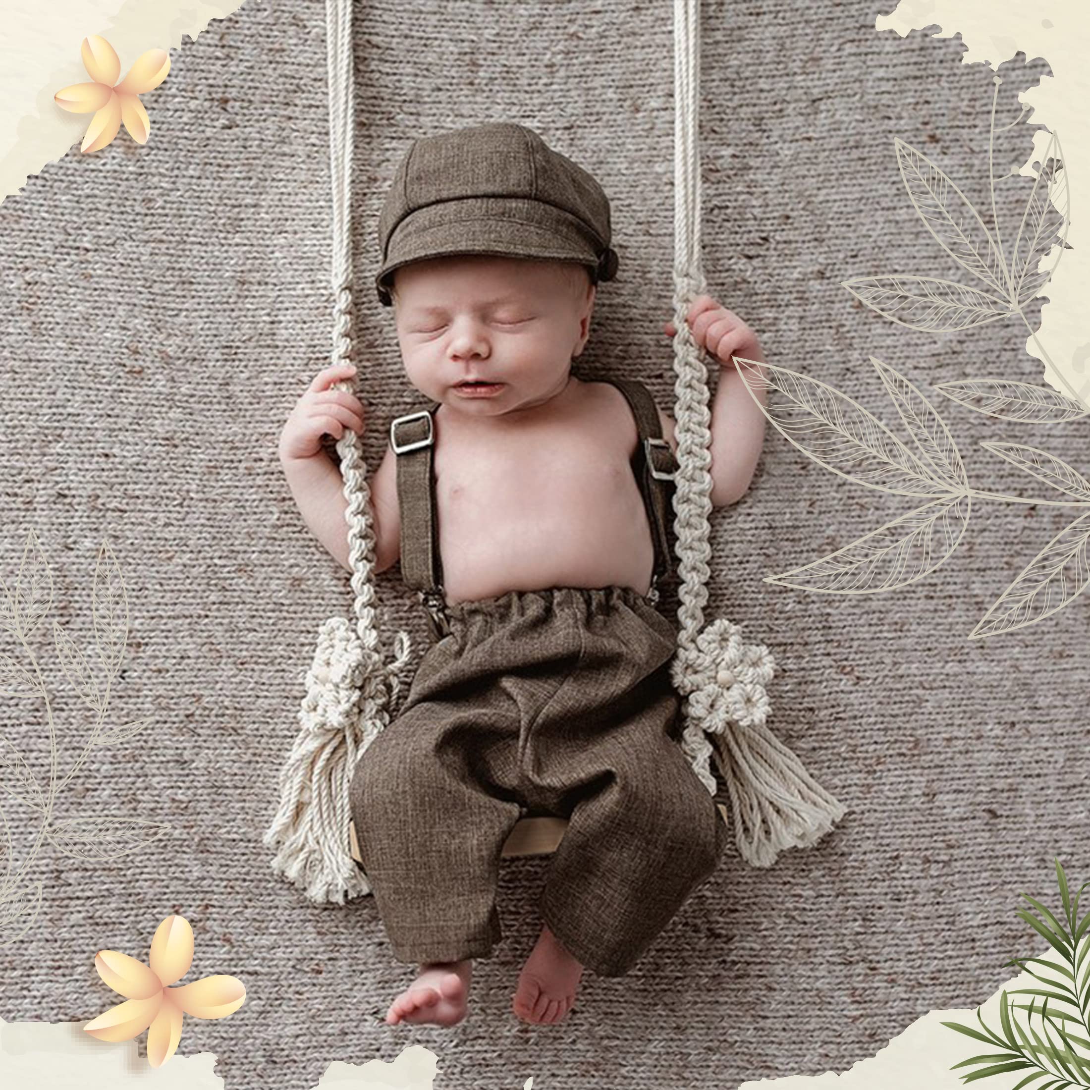 M&G House Newborn Photography Props Swing Prop Wooden Swing Seats Baby Photo Props Wooden Prop Swing Baby Photoshoot Props Newbo