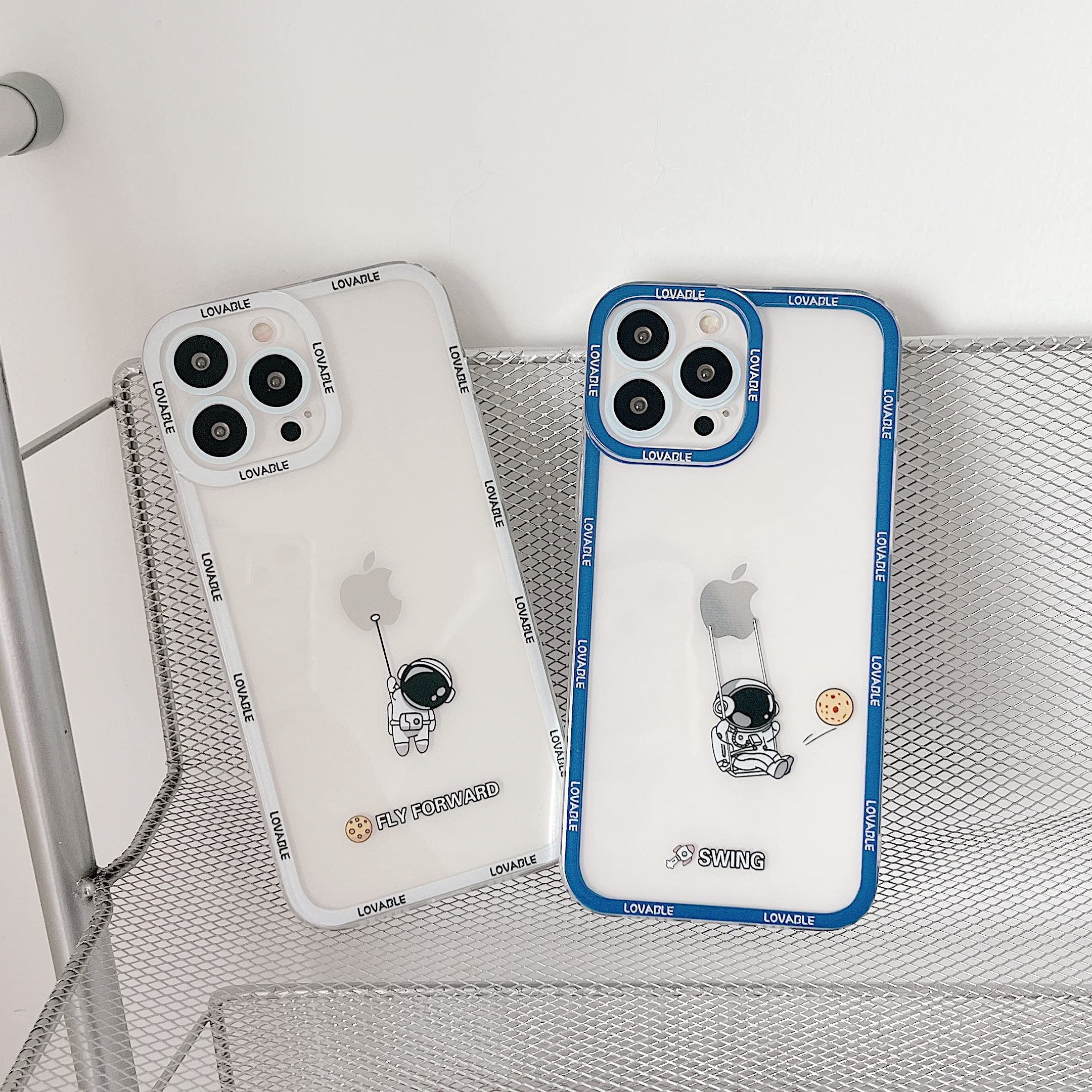 Yonds Queen For Iphone 13 Pro Max Clear Case, Cute Cool Cartoon Astronaut Fly Planet Moon Design Stylish Soft Tpu Bumper Shockpr