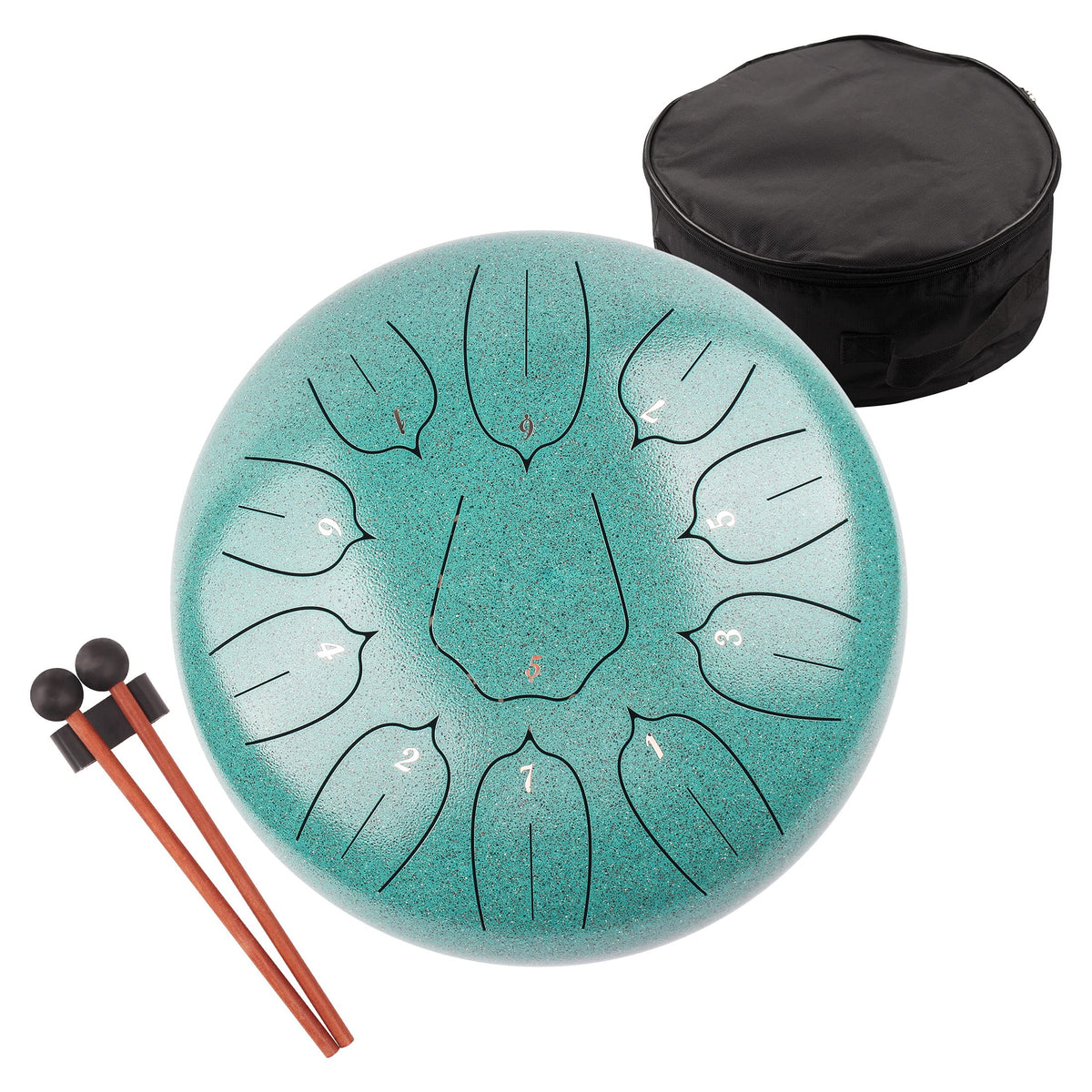 Lomuty Steel Tongue Drum - 11 Notes 12 Inches - Percussion Instrument -Handpan Drum With Bag, Music Book, Mallets, Finger Picks 