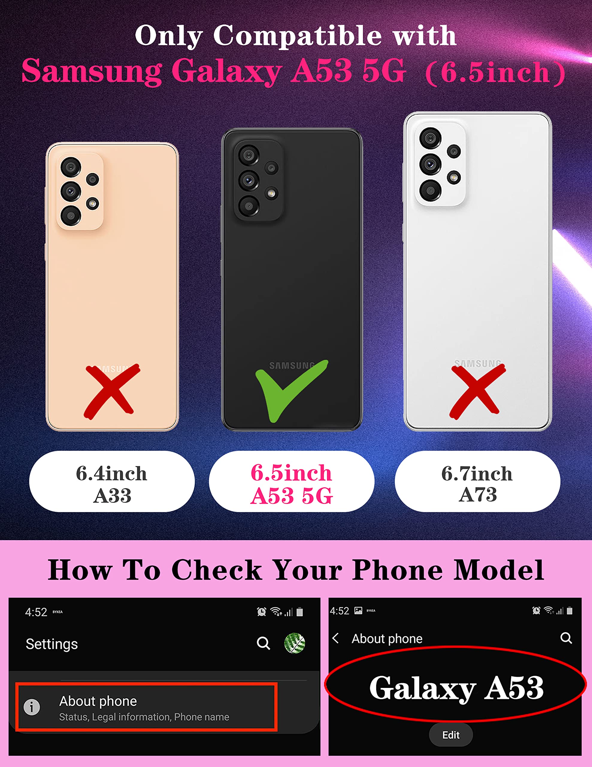 Goocrux For Samsung Galaxy A53 5G Case Skeleton For Women Girls Cute Skull Girly Phone Cover Gothic Design Aesthetic With Slide