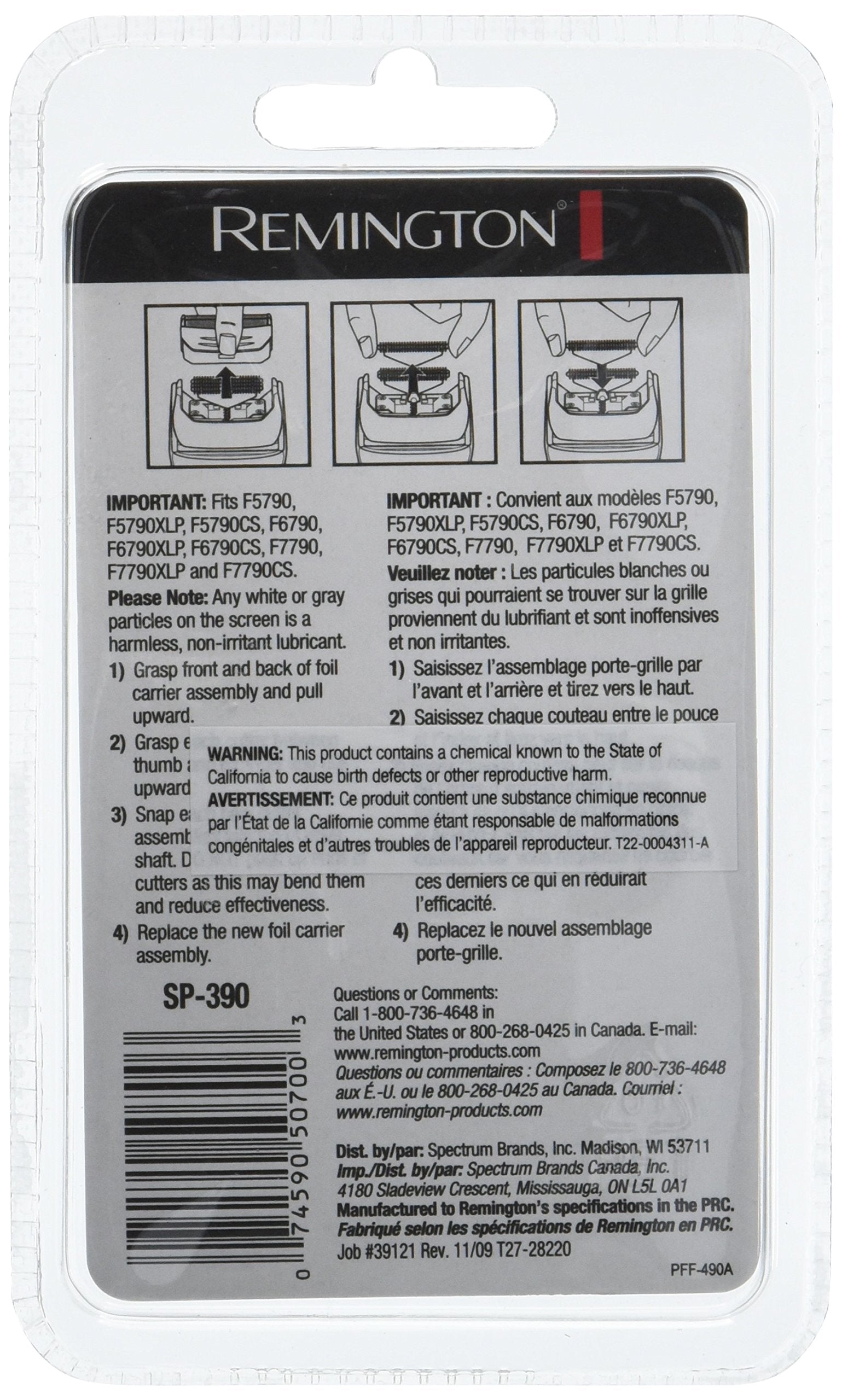 Remington Sp390 Replacement Screen And Blades For Series 5 And 7 Foil Shavers, Silver