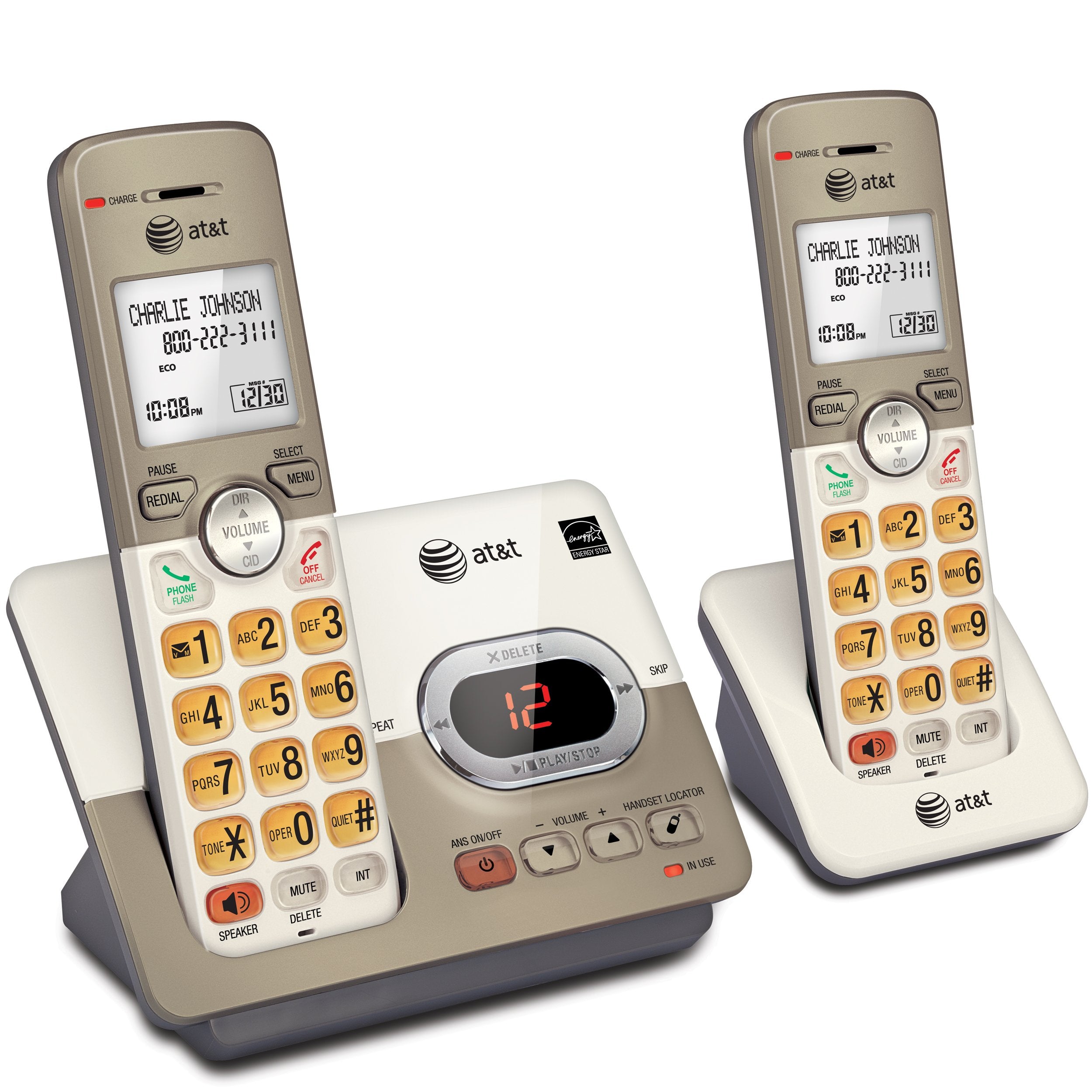 At&T El52213 2 Handset Cordless Phone With Answering System & Extra Large Backlit Keys