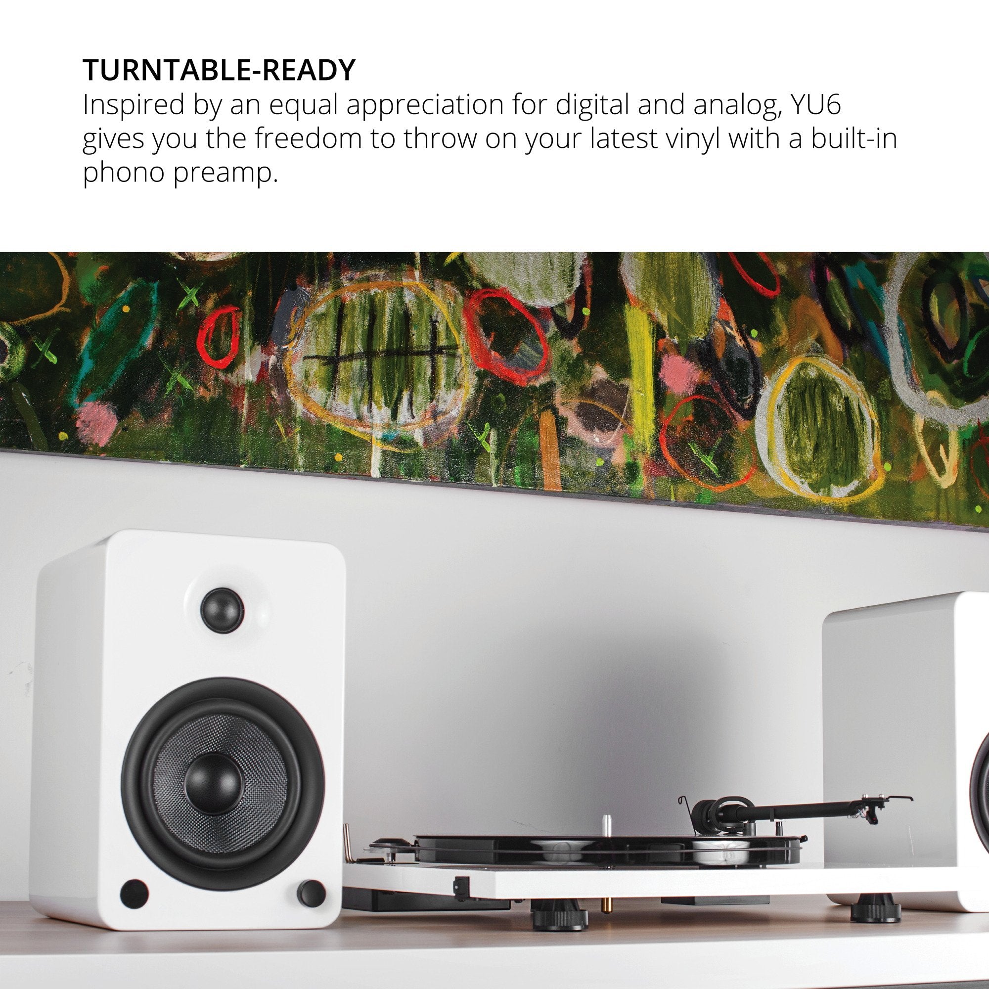 Kanto Yu6Mw Powered Bookshelf Speakers With Bluetooth And Phono Preamp | Pair | Matte White
