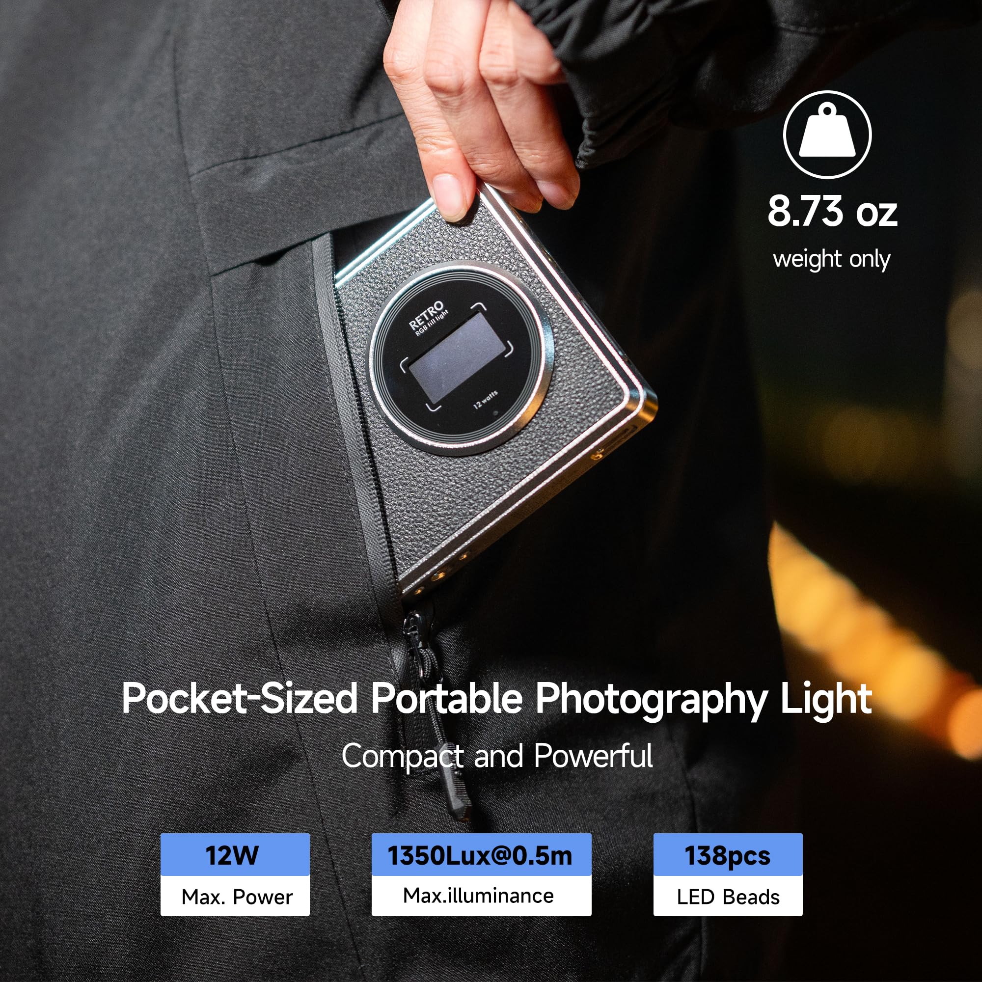 Vltrox 12W Rgb Camera Light, 22Wh Built In Battery Supports Used While Charging Rgb Led Video Light With App Control, Cri97+/26