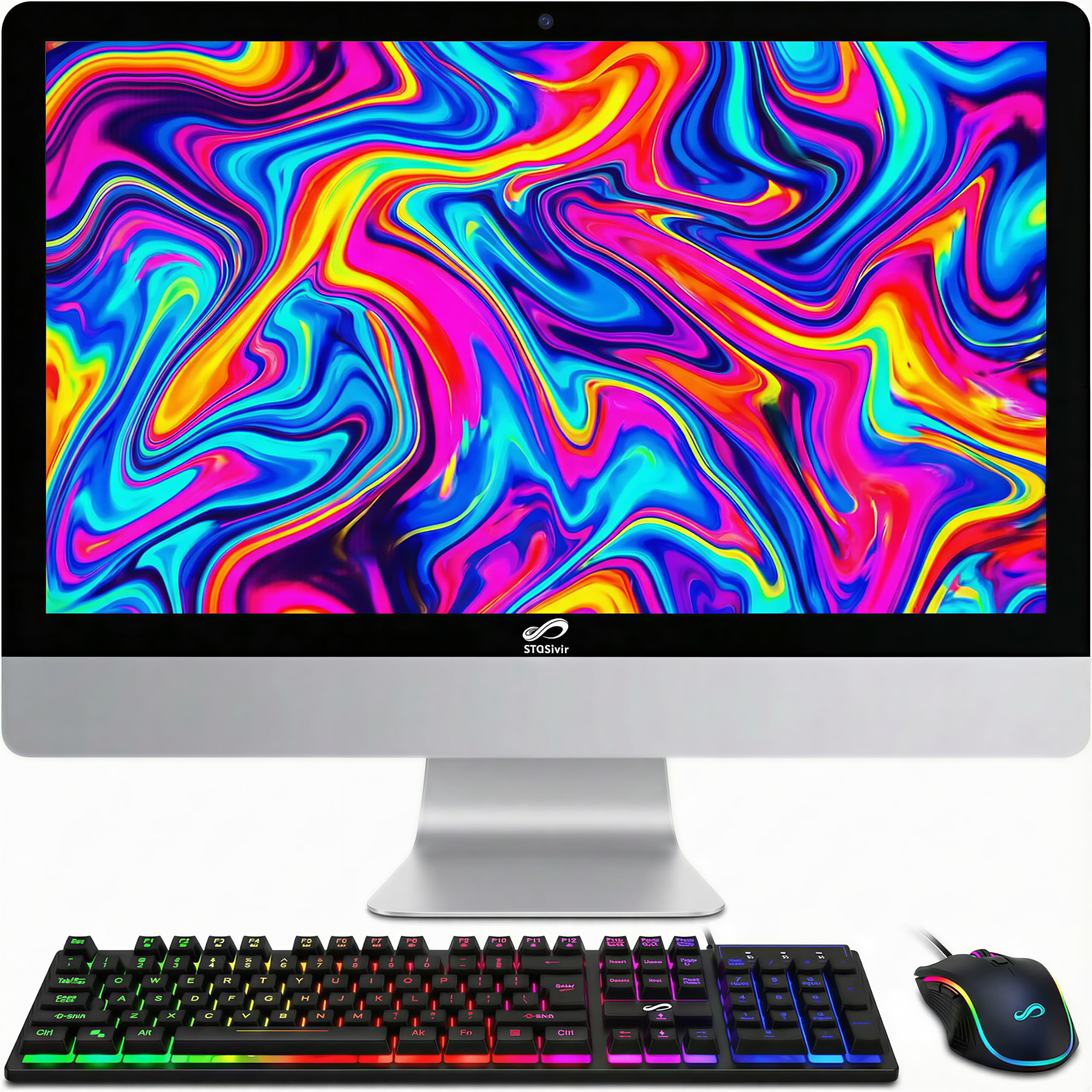 STGSivir All in One Desktop Computer, 22 FHD Display, Intel Core i5 up to 3.0GHz, 16GB RAM, 512GB SSD, WiFi, BT 5.0, Webcam, Win