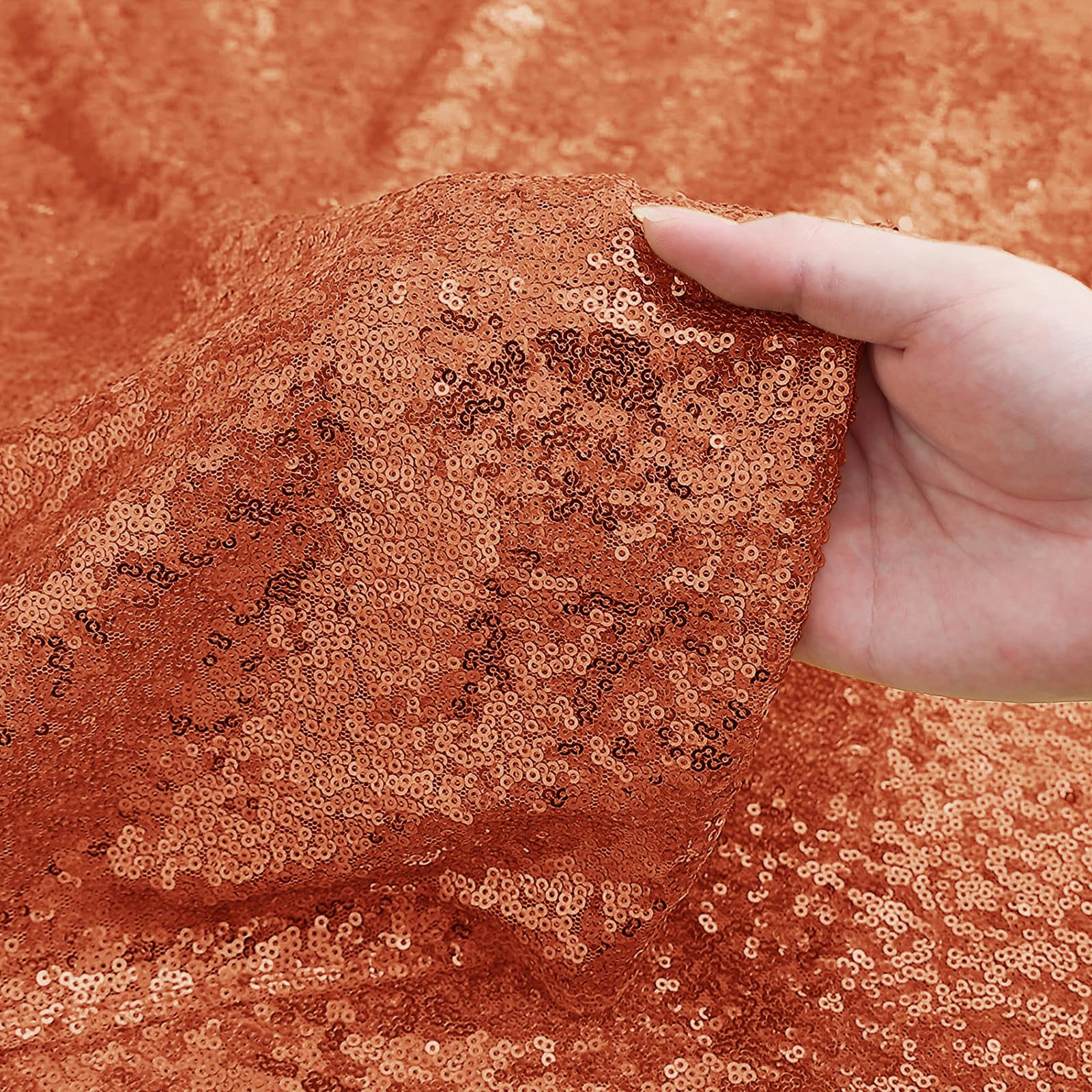 Sugargirl Orange Sequin Backdrop Curtain 4 Panels 2Ftx8Ft Glitter Orange Background Drapes Sparkle Photography Backdrop For Part