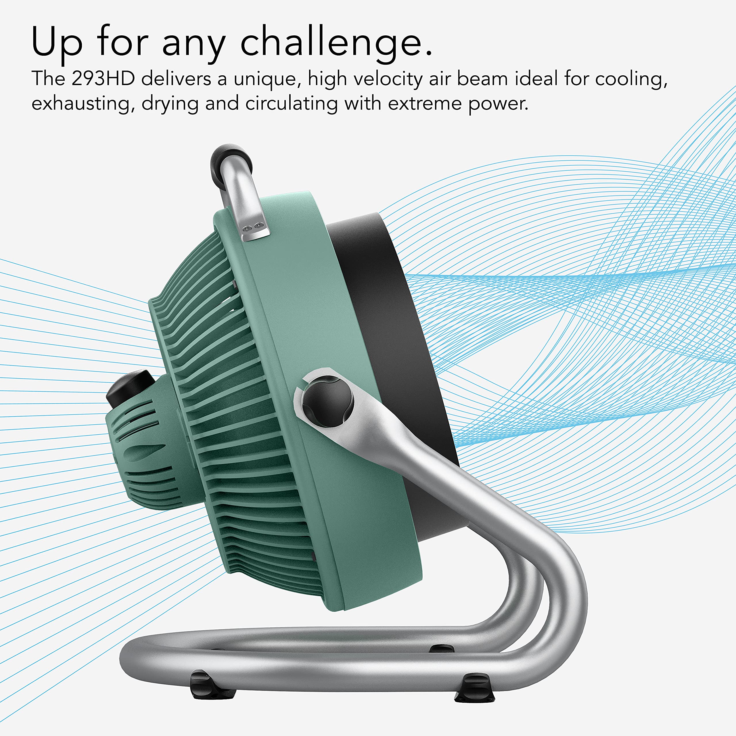 Vornado 293Hd Heavy Duty Air Circulator Shop, 3 Speed Floor Fan, Adjustable Head, Easy Clean Grill, Large (293), Green, 16 In