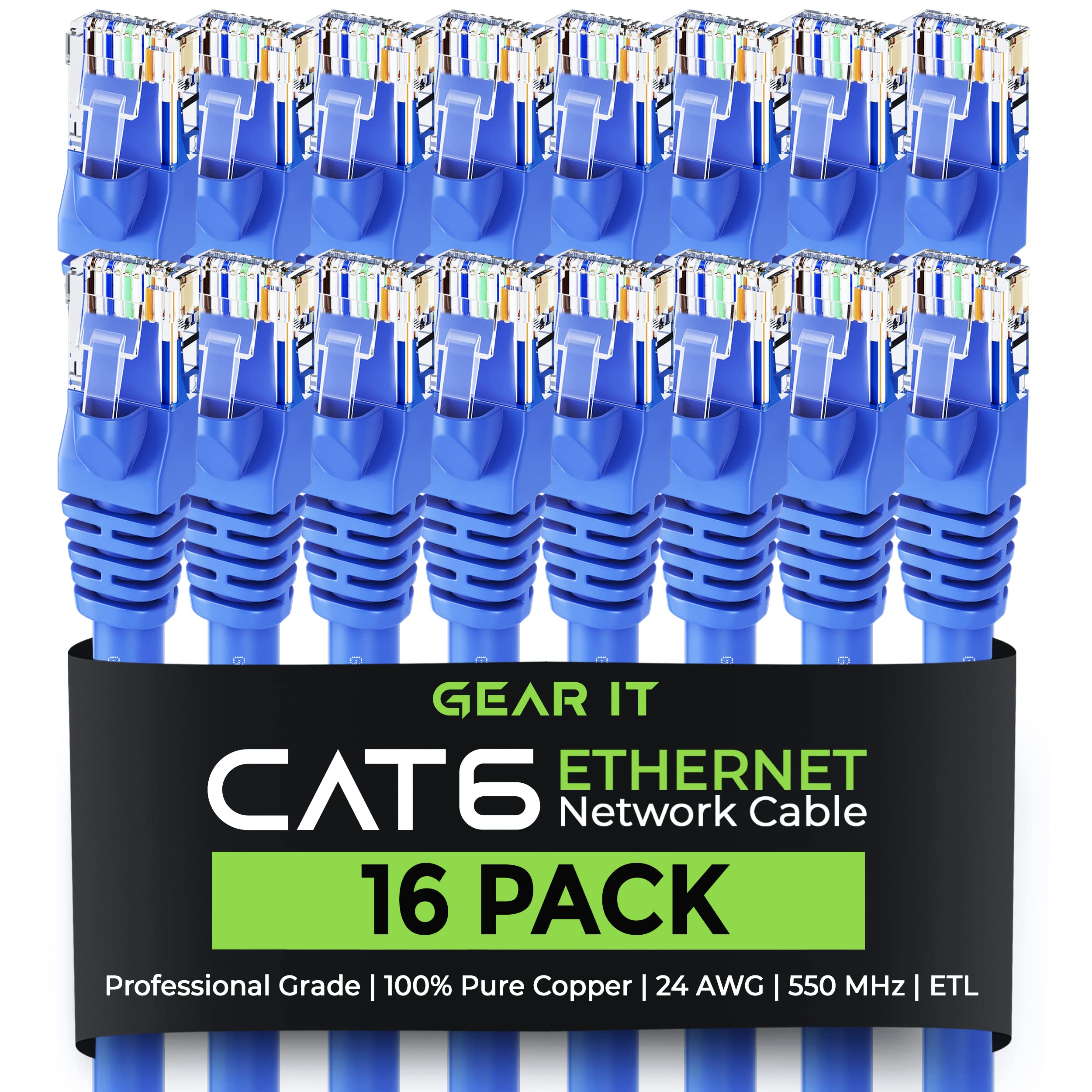 Gearit Cat 6 Ethernet Cable 1 Ft (16 Pack)   Cat6 Patch Cable, Cat 6 Patch Cable, Cat6 Cable, Cat 6 Cable, Cat6 Ethernet Cable,
