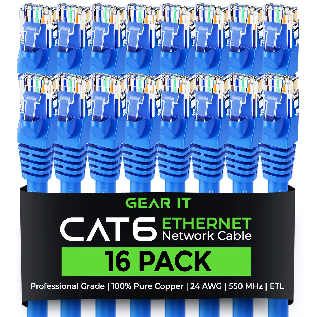 Gearit Cat 6 Ethernet Cable 1 Ft (16 Pack)   Cat6 Patch Cable, Cat 6 Patch Cable, Cat6 Cable, Cat 6 Cable, Cat6 Ethernet Cable,