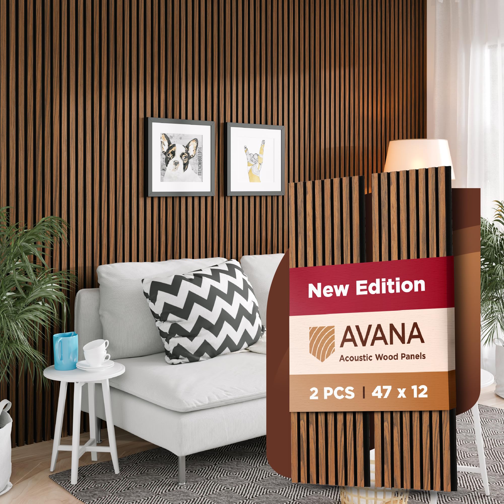Avana Acoustic Wood Wall Panels   47.2 X 12.6 Inch Rustic Walnut Acoustic Panels 2 Pcs   Wall Panels For Interior Wall Decor For