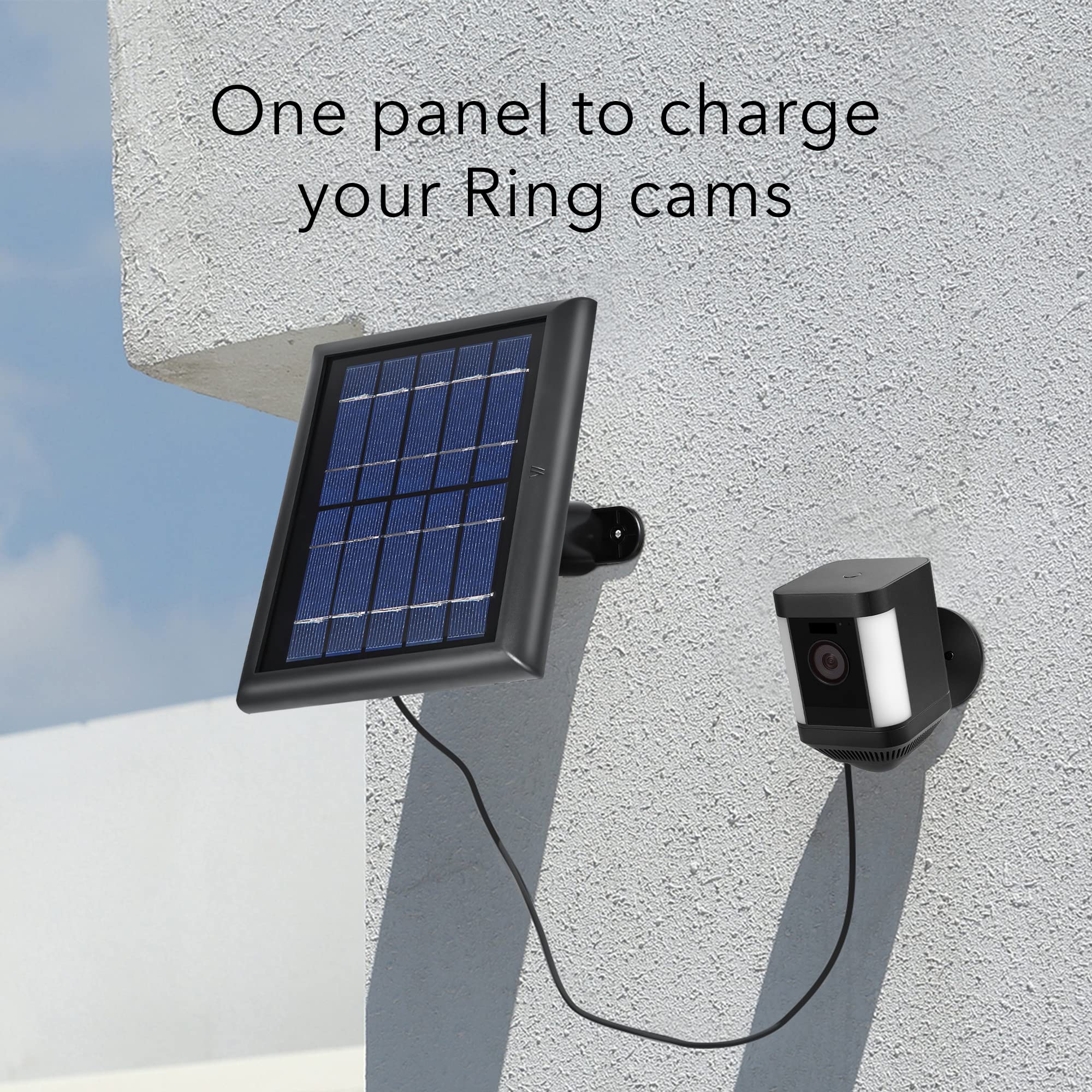Wasserstein Solar Panel Compatible With Ring Spotlight Cam Plus/Pro/Battery, And Ring Stick Up Cam Battery   Includes Barrel Plu