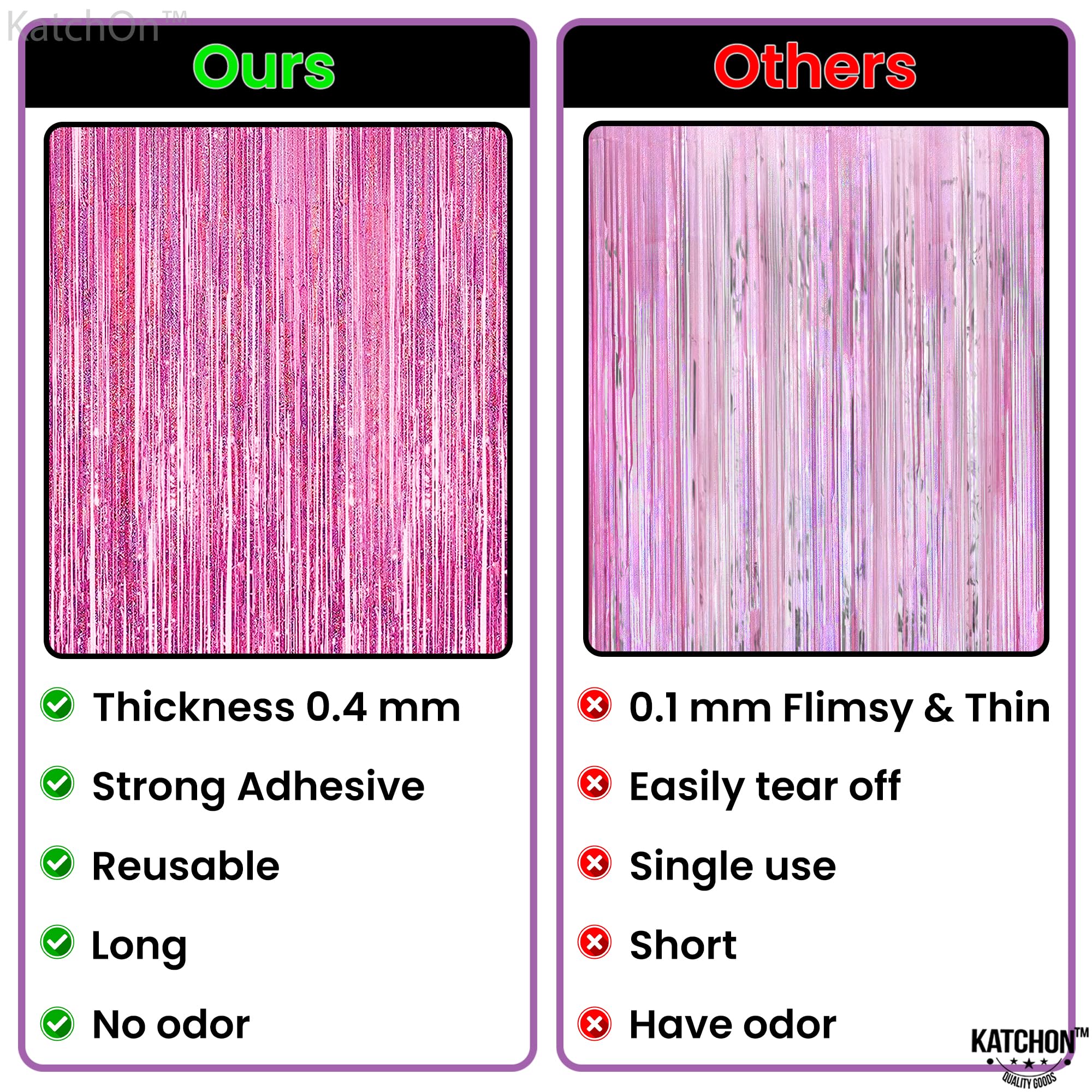Katchon Iridescent Pink Backdrop Curtain   Xtralarge 3.2X8 Feet, Pack Of 2 | Pink Streamers For Pink Party Decorations | Pink Fr