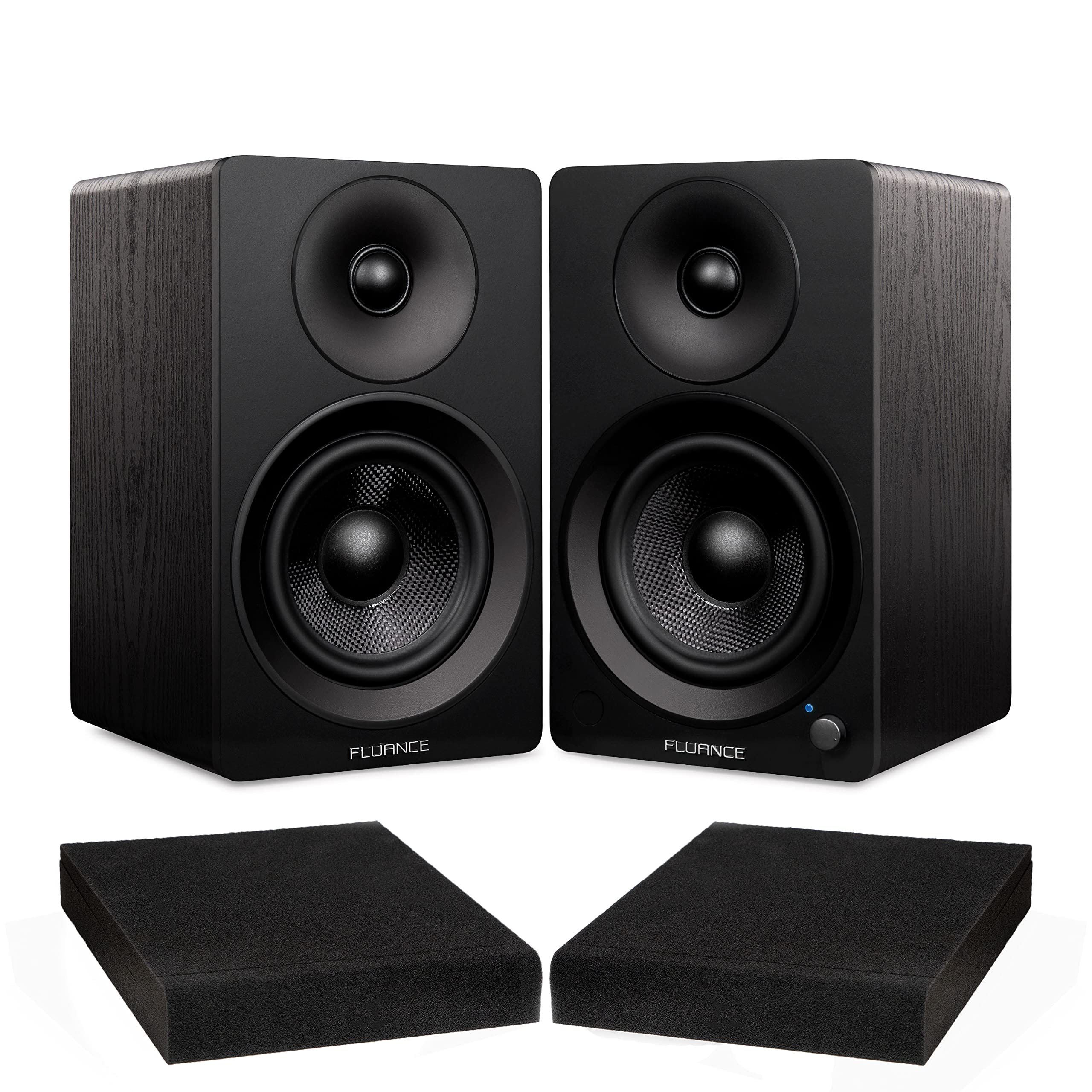 Fluance Ai41 Black Ash Powered 2.0 Stereo Bookshelf Speakers with 5 Drivers, 90W Amplifier for Turntable, TV, PC and Bluetooth 5