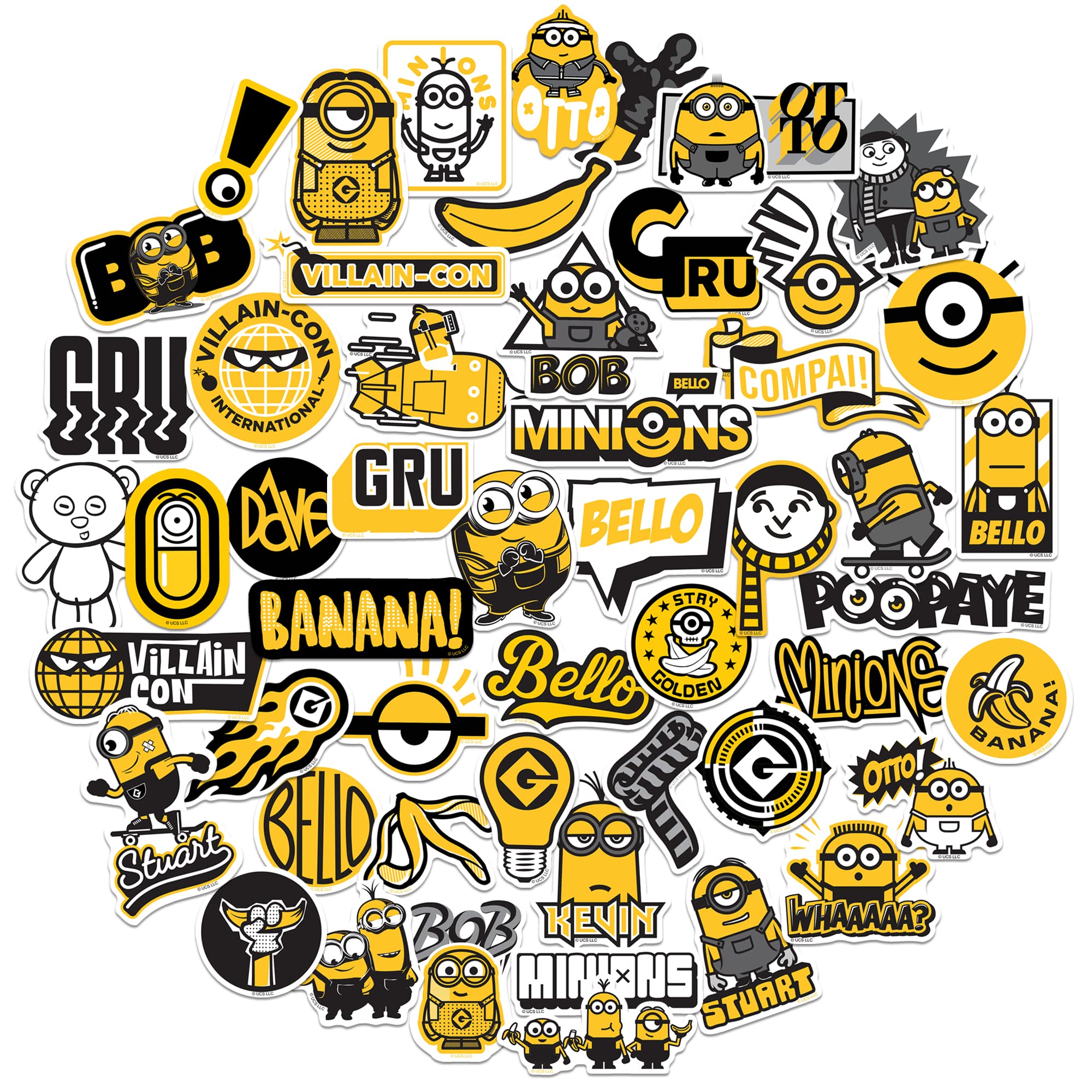 Minions 50Ct Vinyl Large Deluxe Stickers Variety Pack   Laptop, Water Bottle, Scrapbooking, Tablet, Skateboard, Indoor/Outdoor  