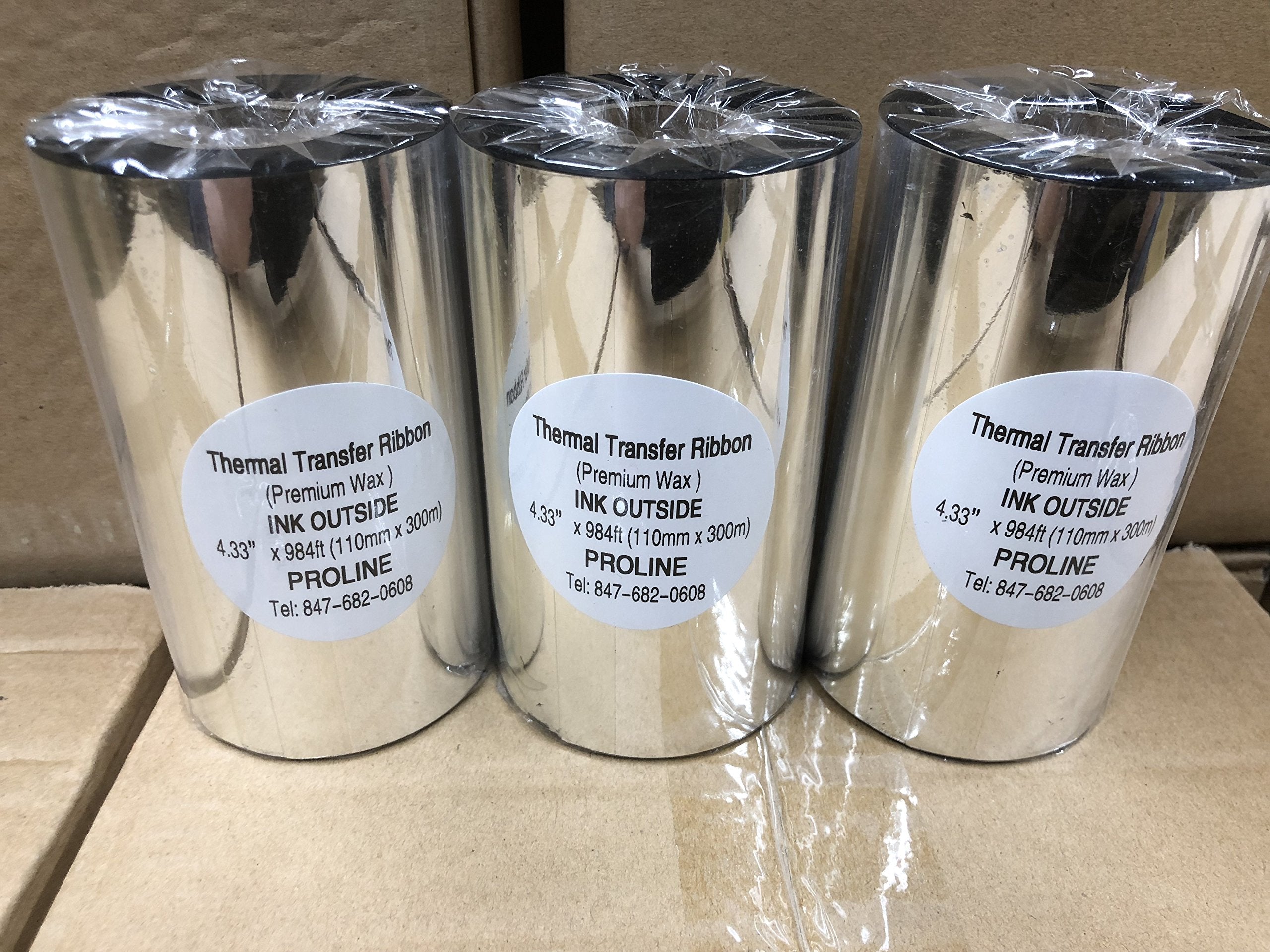 Besteck Thermal Transfer Ribbon   Premium Resin Enhanced Wax   4.33'' X 984'' (110Mmx300Mm) Ink Outside Compatible For Zebra Dat