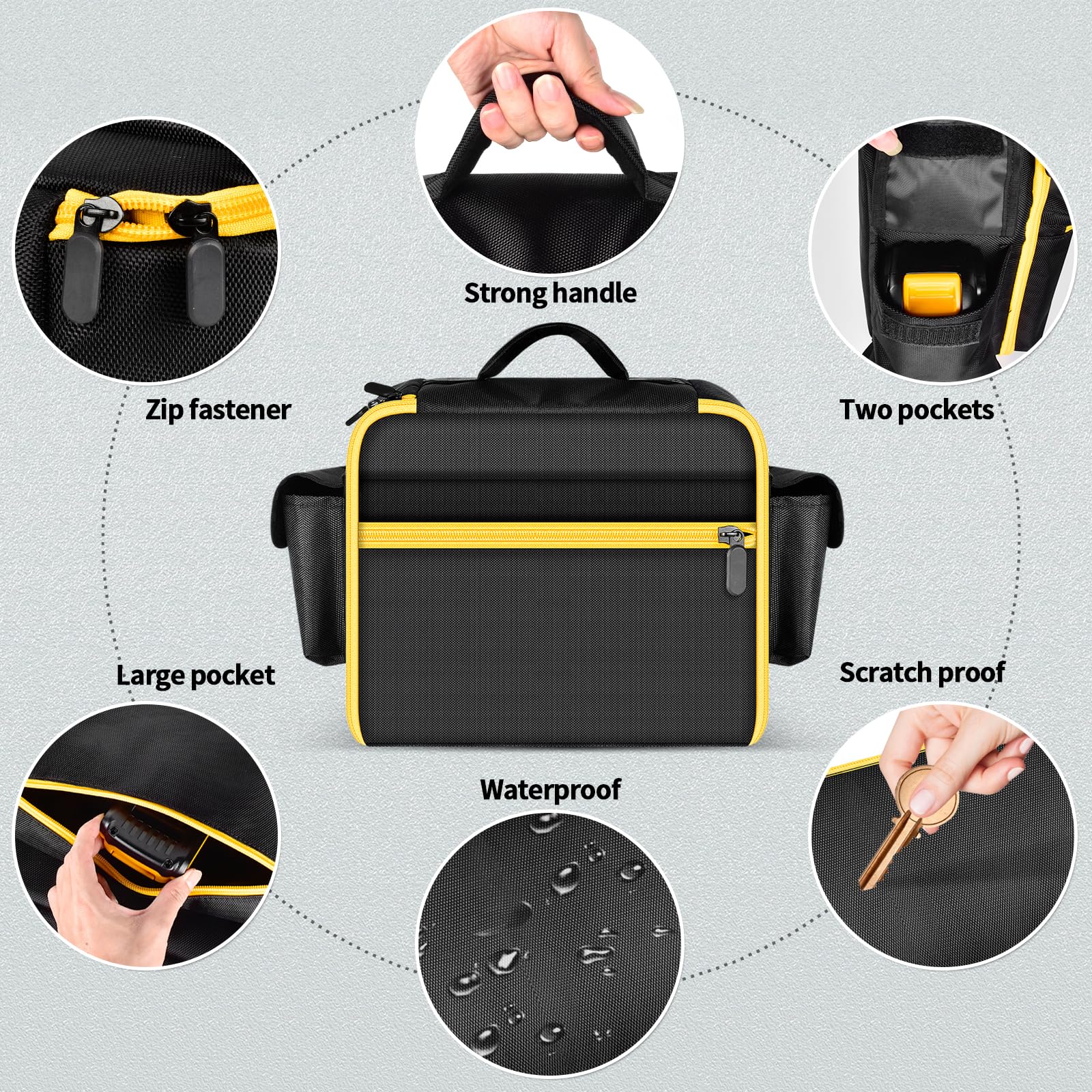 Air Compressor Bag Case Compatible With Dewalt 20V Max Tire Inflator Dcc020Ib, Cordless Tools Storage Holder Organizer With Pock