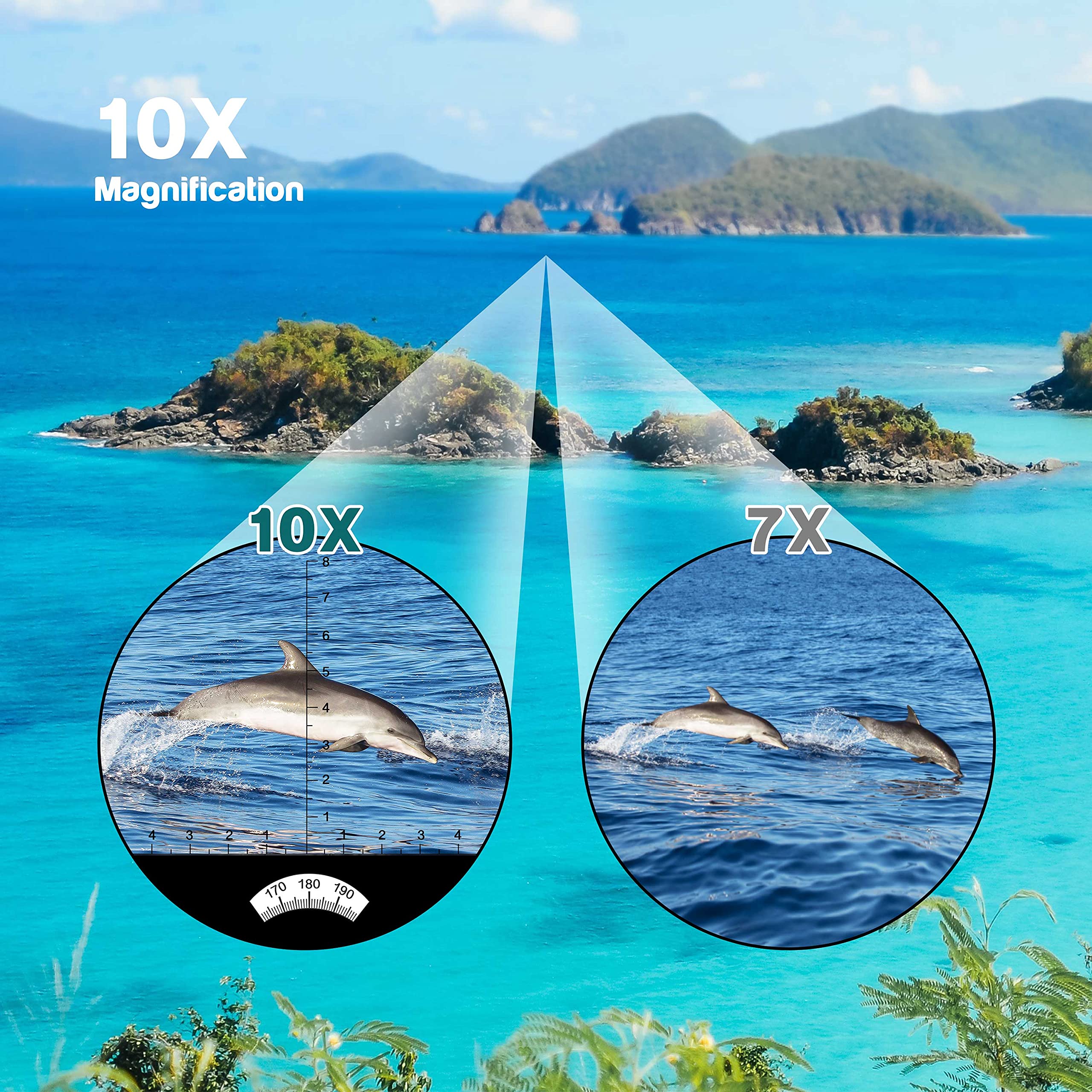 Esslnb 10X50 Marine Binoculars For Boating With Illuminated Rangefinder And Compass Ipx7 Waterproof Binoculars Bak4 Military Bin