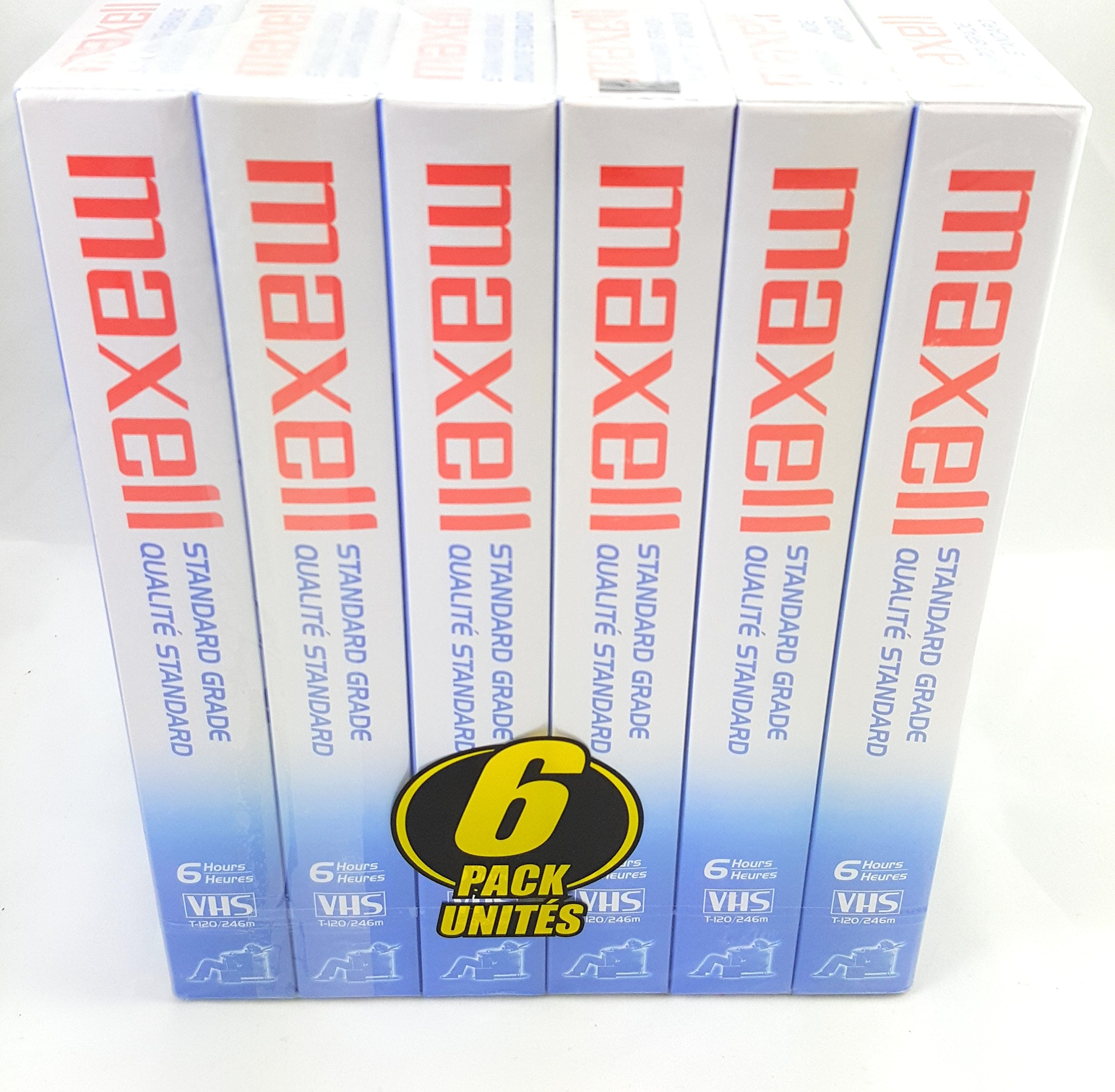 Maxell Std T-120 Vhs Standard Grade Videotape, 6 Pack