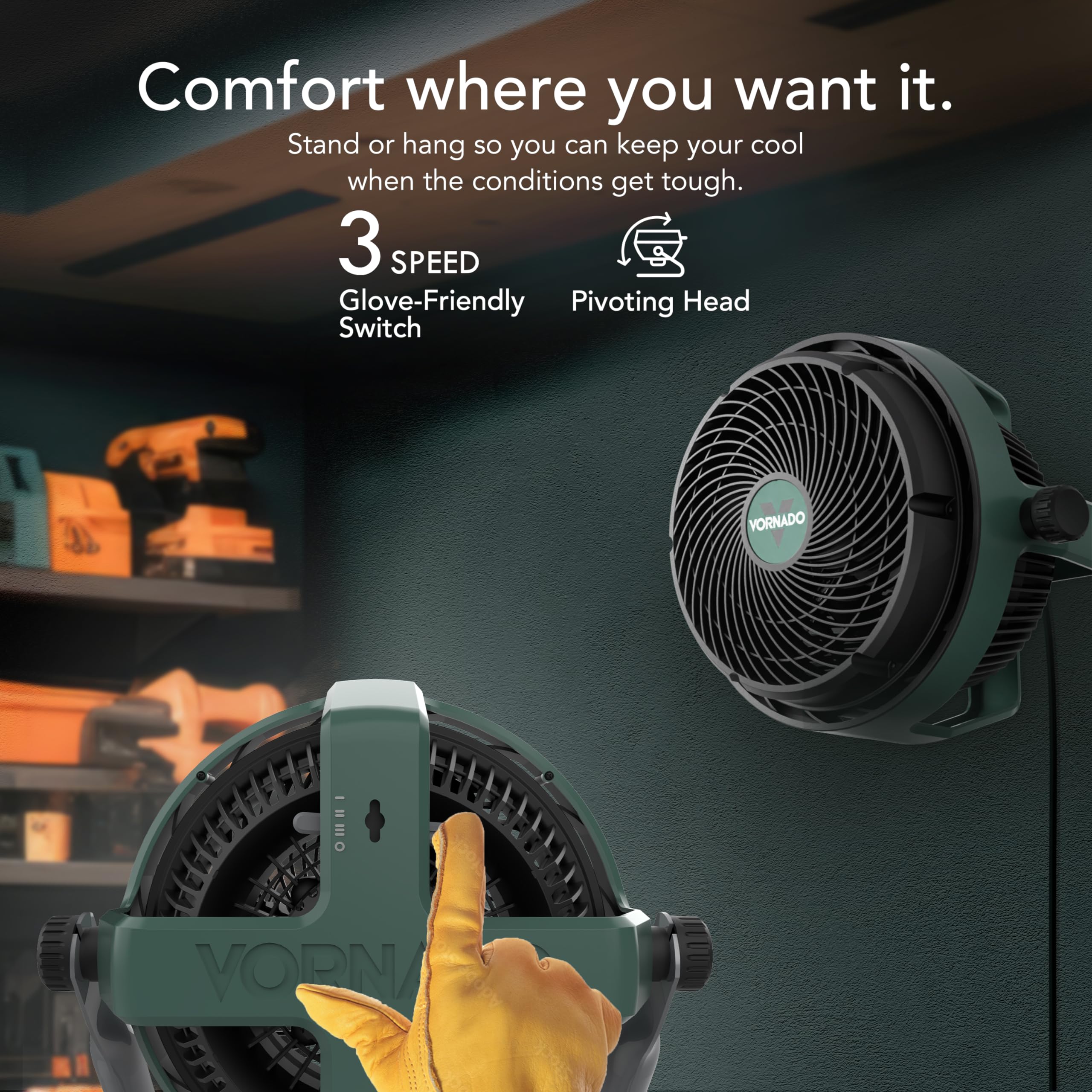 Vornado Exo61 Medium Heavy Duty Air Circulator, 3 Speed High Velocity Shop Fan With High Impact Case And 8 Ft Cord, Powerful Ind