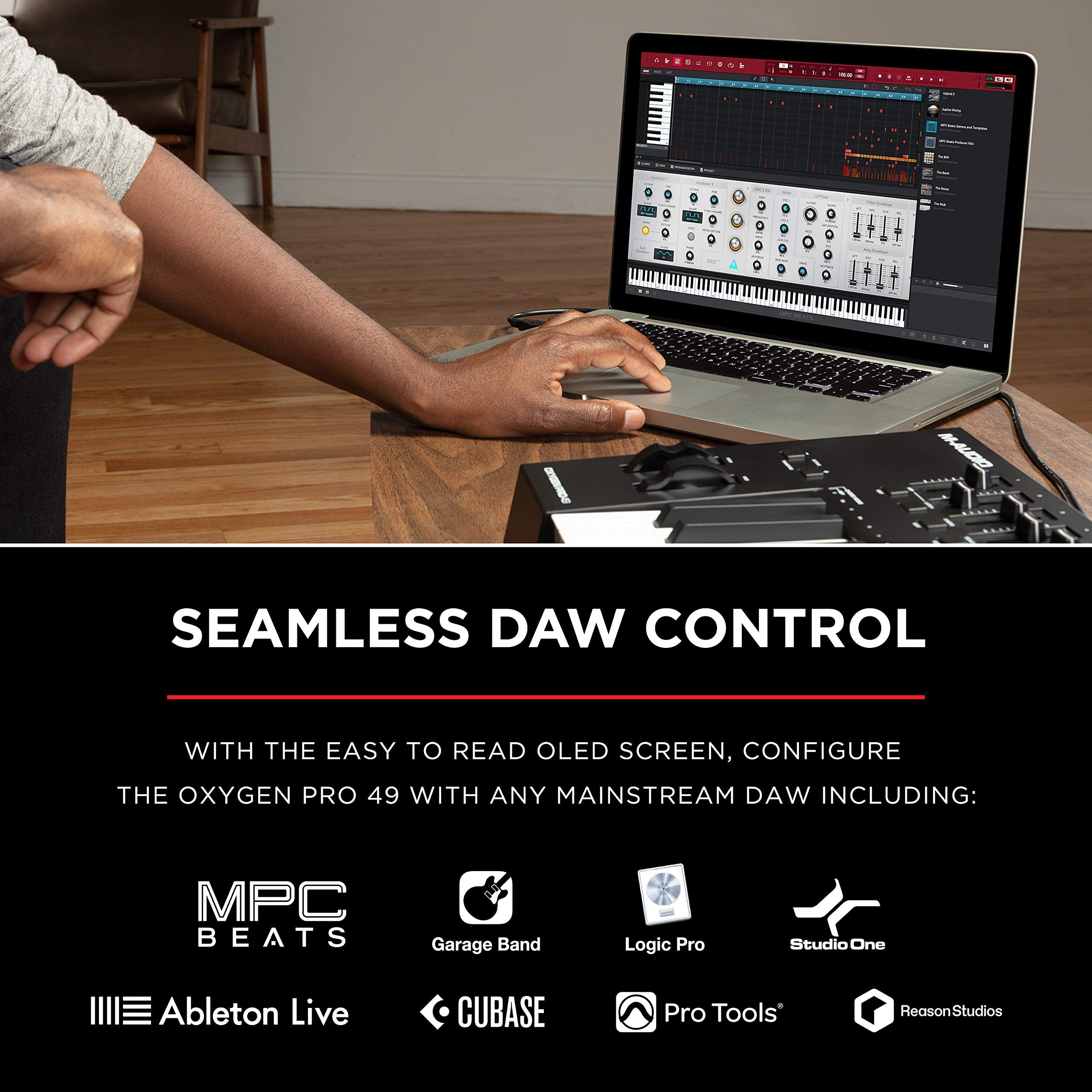 M Audio Oxygen Pro 49   49 Key Usb Midi Keyboard Controller With Beat Pads, Midi Assignable Knobs, Buttons & Faders And Software