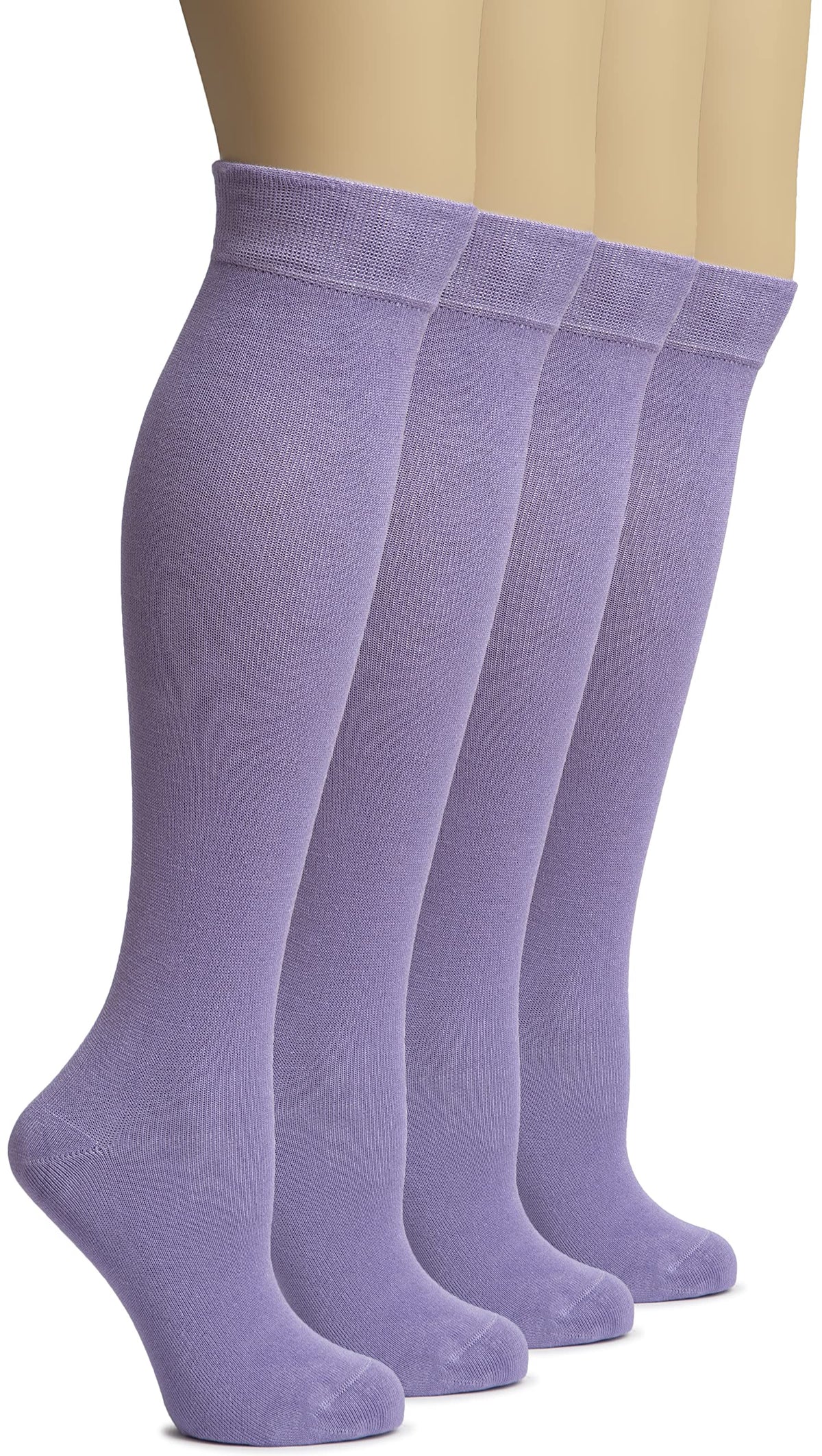 Hugh Ugoli Womens Bamboo Knee High Socks  Comfort Seam Long Dress Socks, Soft  Lightweight  4 Pairs, Aster Purple, Shoe Size: 5 