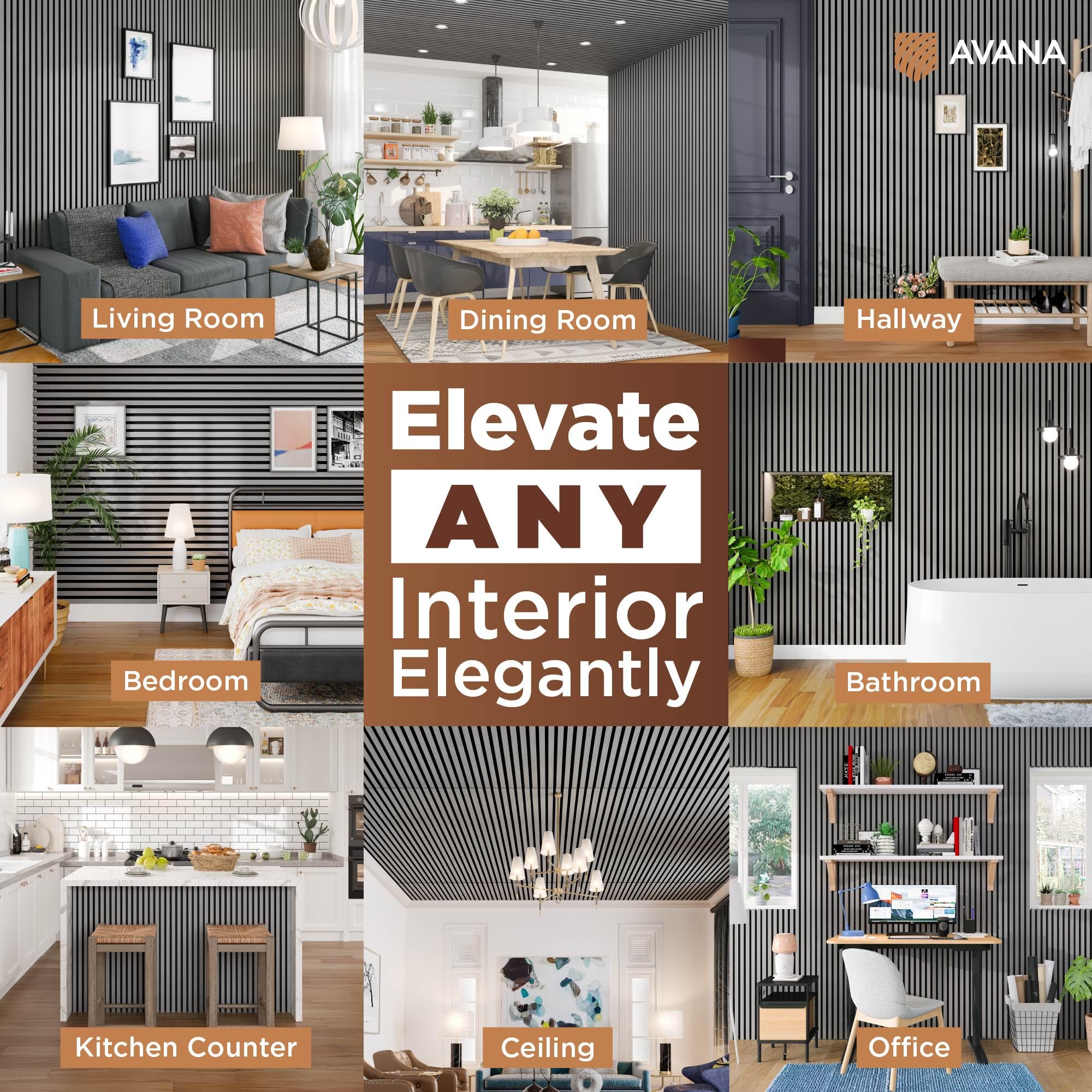 Avana Modern Acoustic Wood Wall Panels   94.4 X 12.59 Inch Gray Oak Acoustic Panels 1 Pc   Wall Panels For Interior Wall Decor F