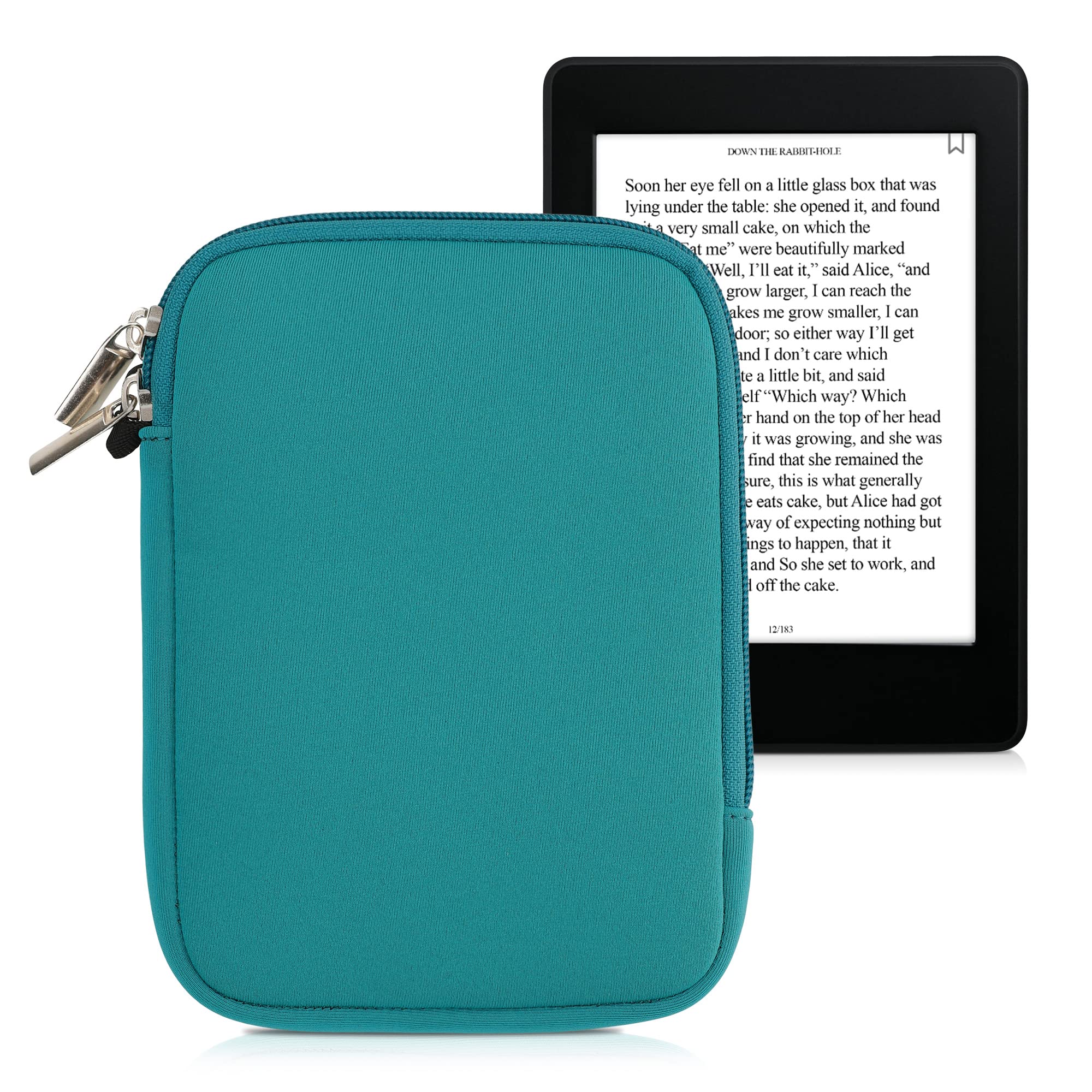 Kwmobile Neoprene E Reader Pouch Size 6'' Ereader   Universal Ebook Sleeve Case With Zipper   Petrol