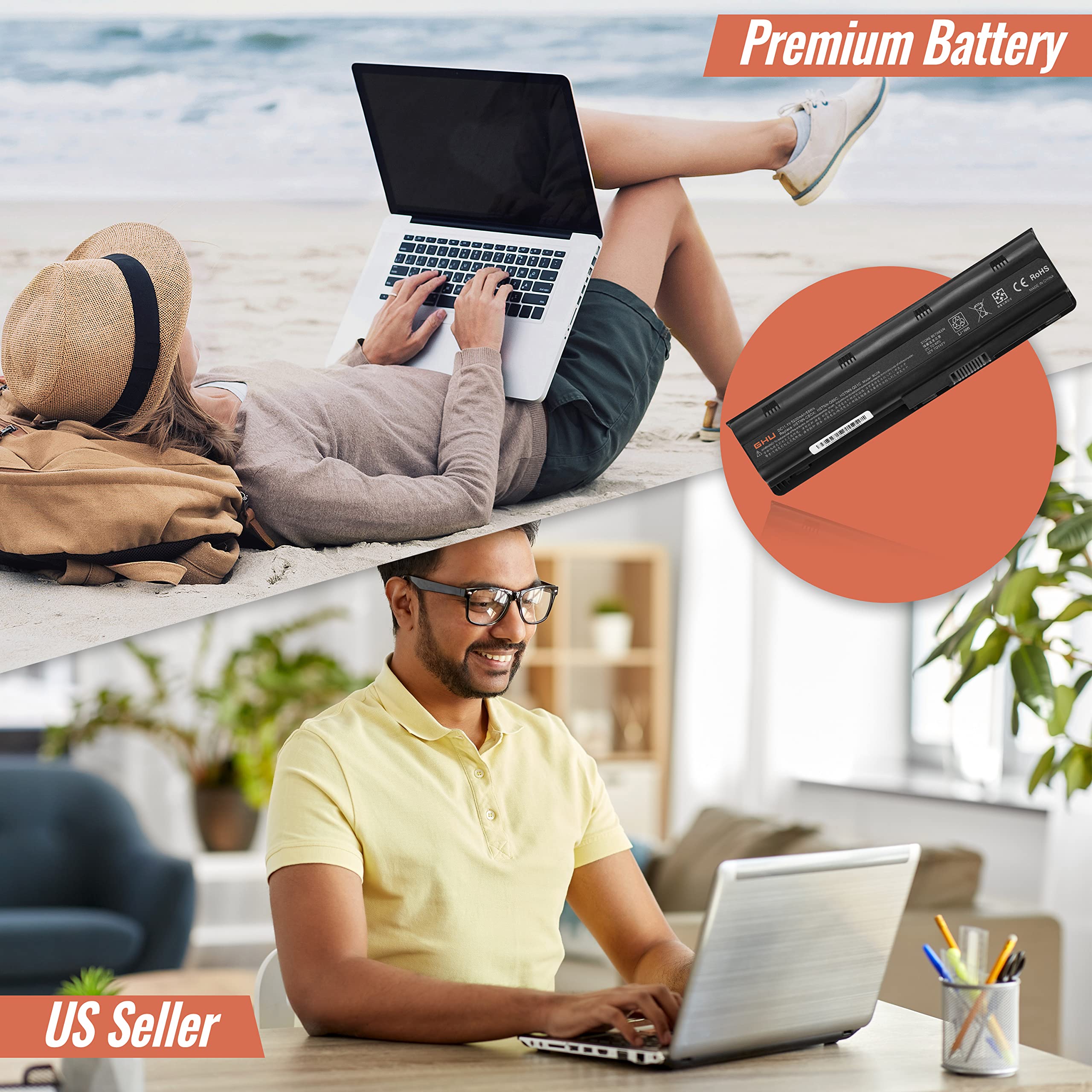 Ghu New Battery 58 Wh Mu06 593553 001 593554 001 Compatible With Hp Pavilion G4 Dm4 M4 G6 G7 G42 G56 G62 G72 593562 001 584037 0