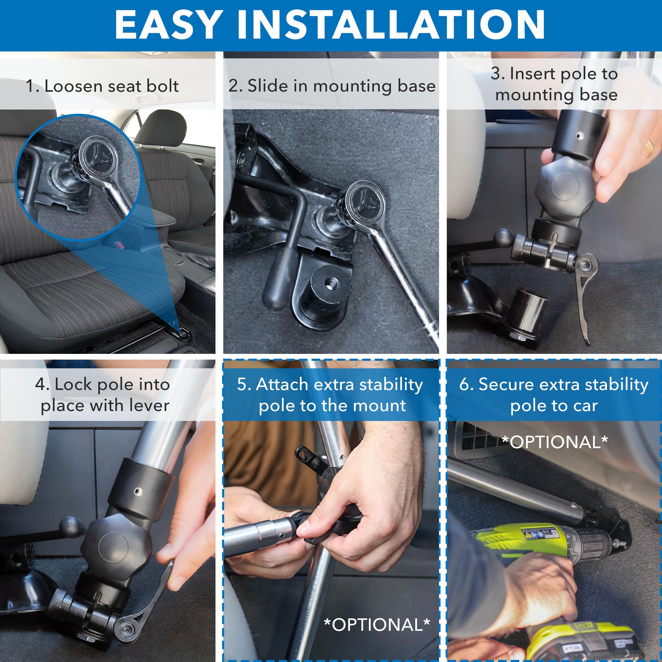 Mount It! Laptop Vehicle Mount | No Drill Computer Mounting Bracket for Front Passenger Seat | Sturdy and Full Motion Lockable Joints, Fits Laptops Up to 17'