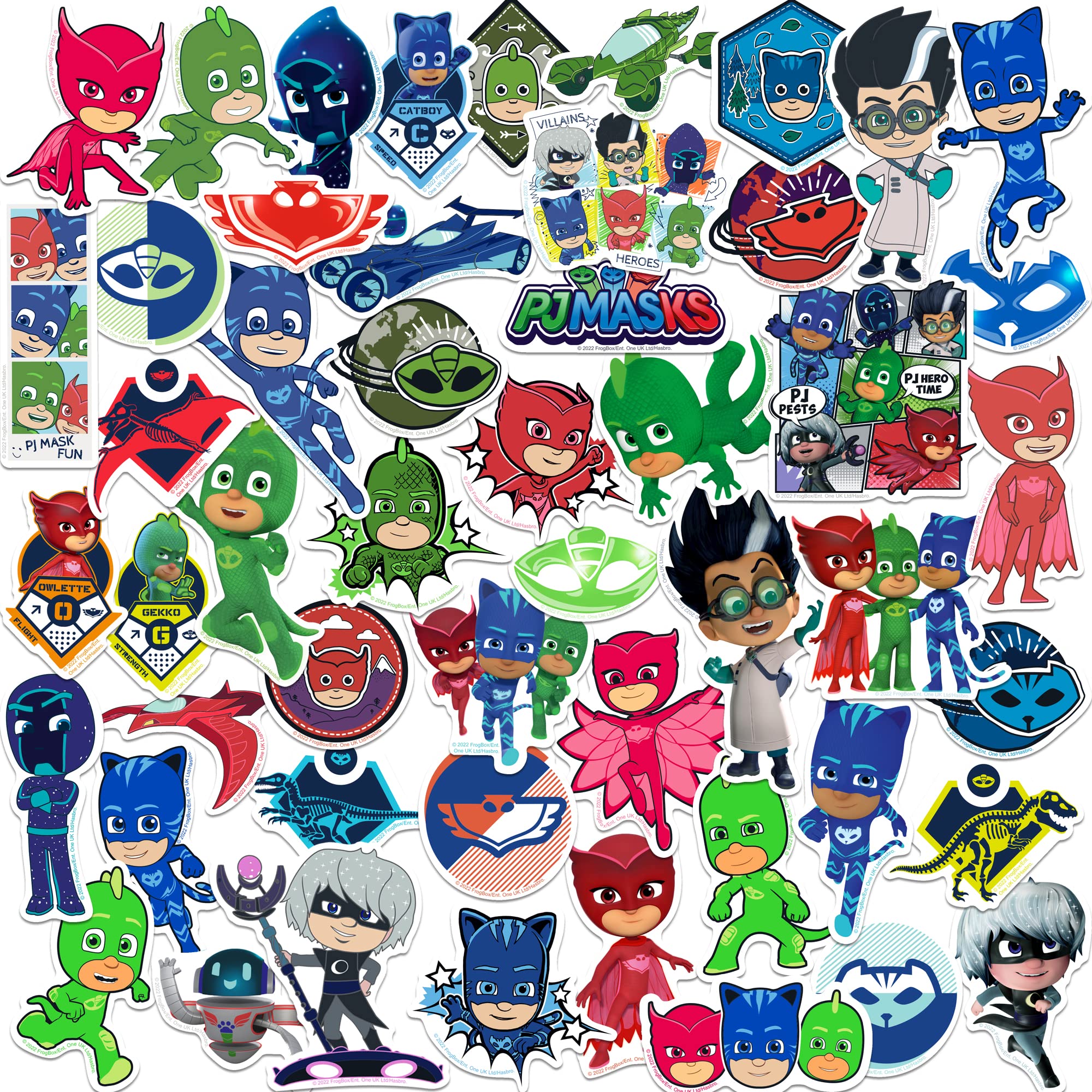 Pj Masks 50Ct Vinyl Large Deluxe Stickers Variety Pack   Laptop, Water Bottle, Scrapbooking, Tablet, Skateboard, Indoor/Outdoor