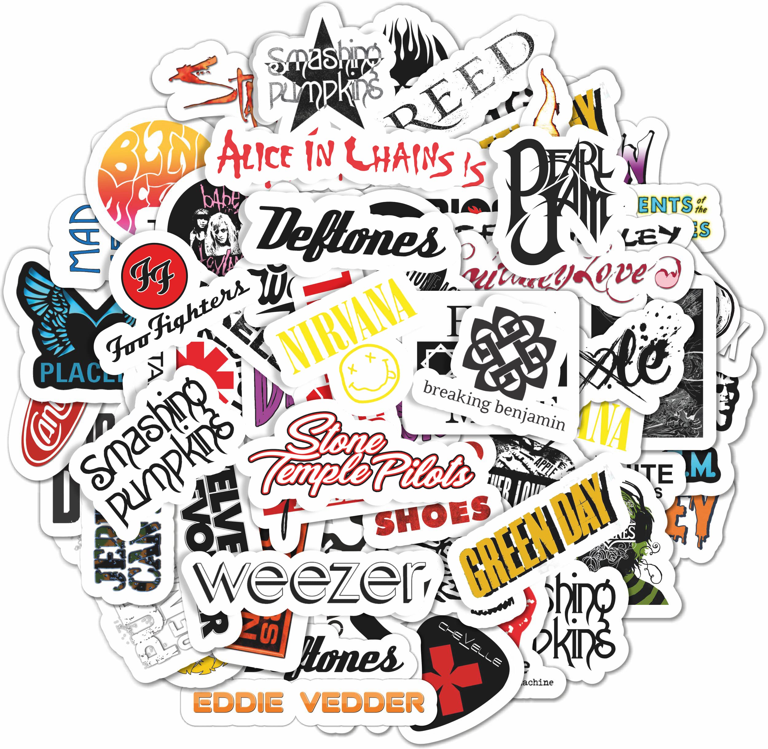 Bulbacraft 104Pcs Grunge Stickers, 90'S Grunge Music, Rock Stickers, Rock Band Stickers, Grunge Gifts For Men And Women, Waterpr