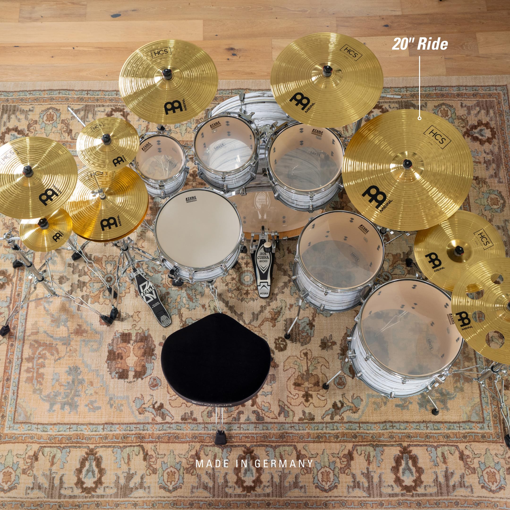 Meinl 20'' Ride Cymbal   Hcs Traditional Finish Brass For Drum Set, Made In Germany, 2 Year Warranty (Hcs20R)