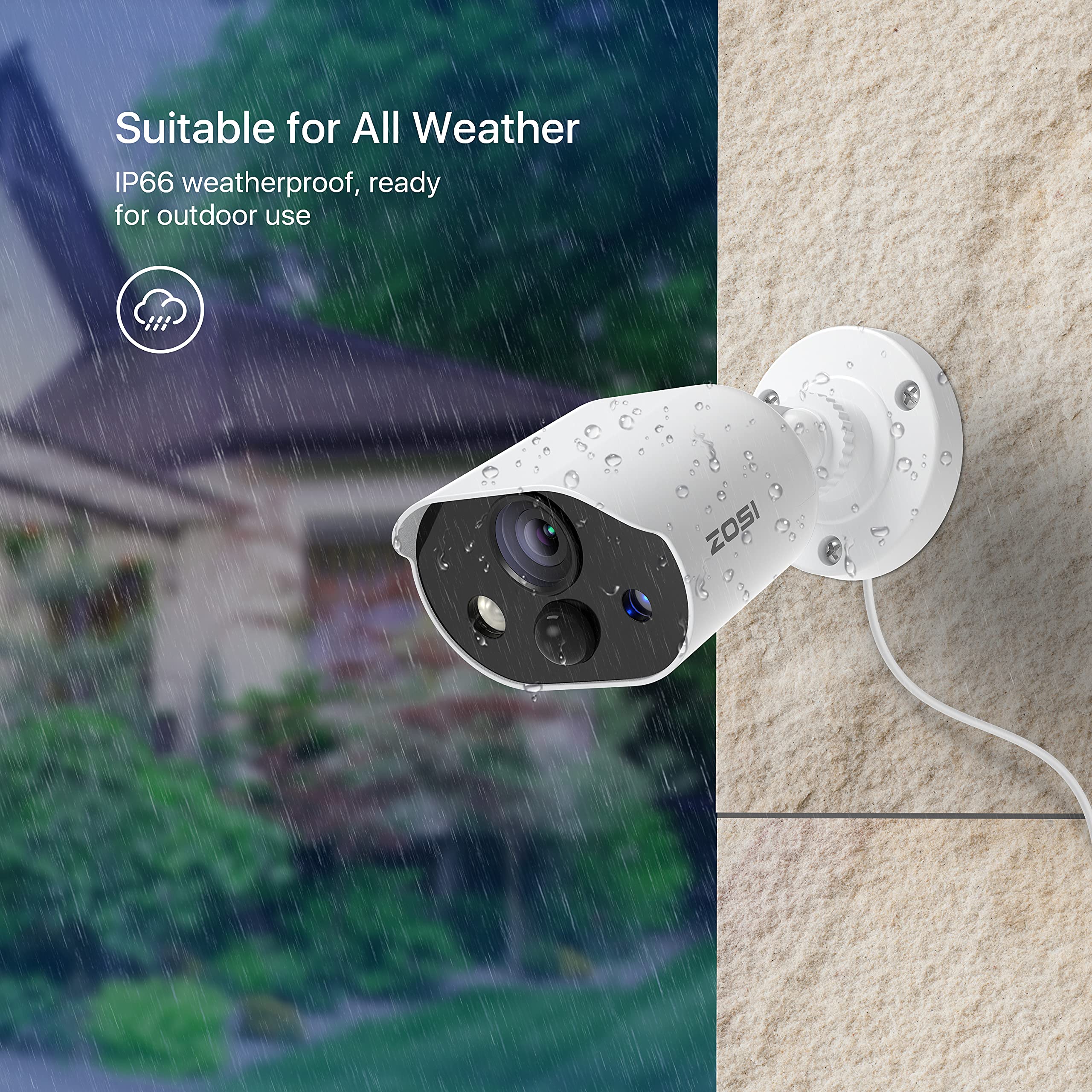 Zosi 1080P Hd-Tvi Security Camera With Audio, 2Mp 1920Tvl Indoor Outdoor Surveillance Home Camera, Night Vision, Pir Motion Dete