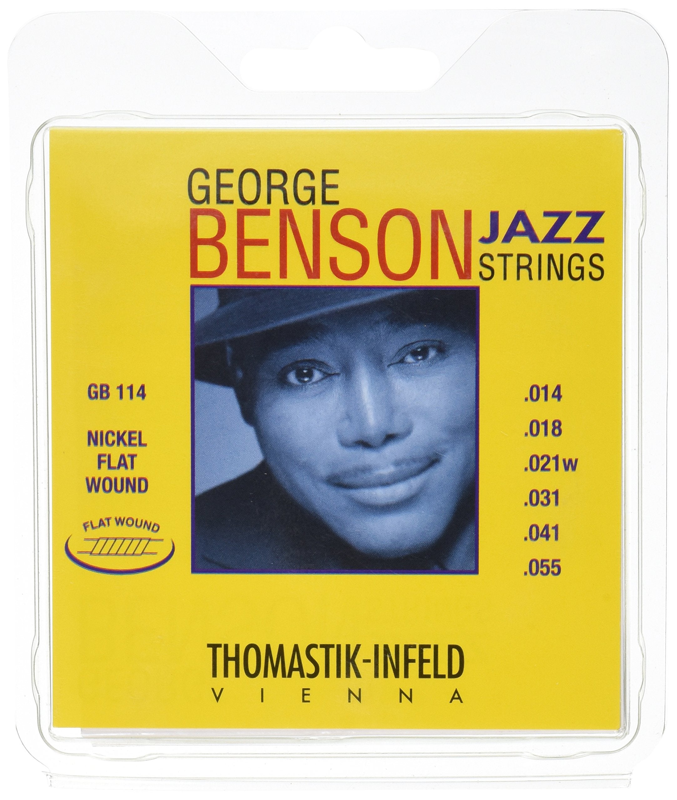 Thomastik Infeld Gb114 Jazz Guitar Strings: George Benson 6 String Set   Pure Nickel Flat Wounds E, B, G, D, A, E Set