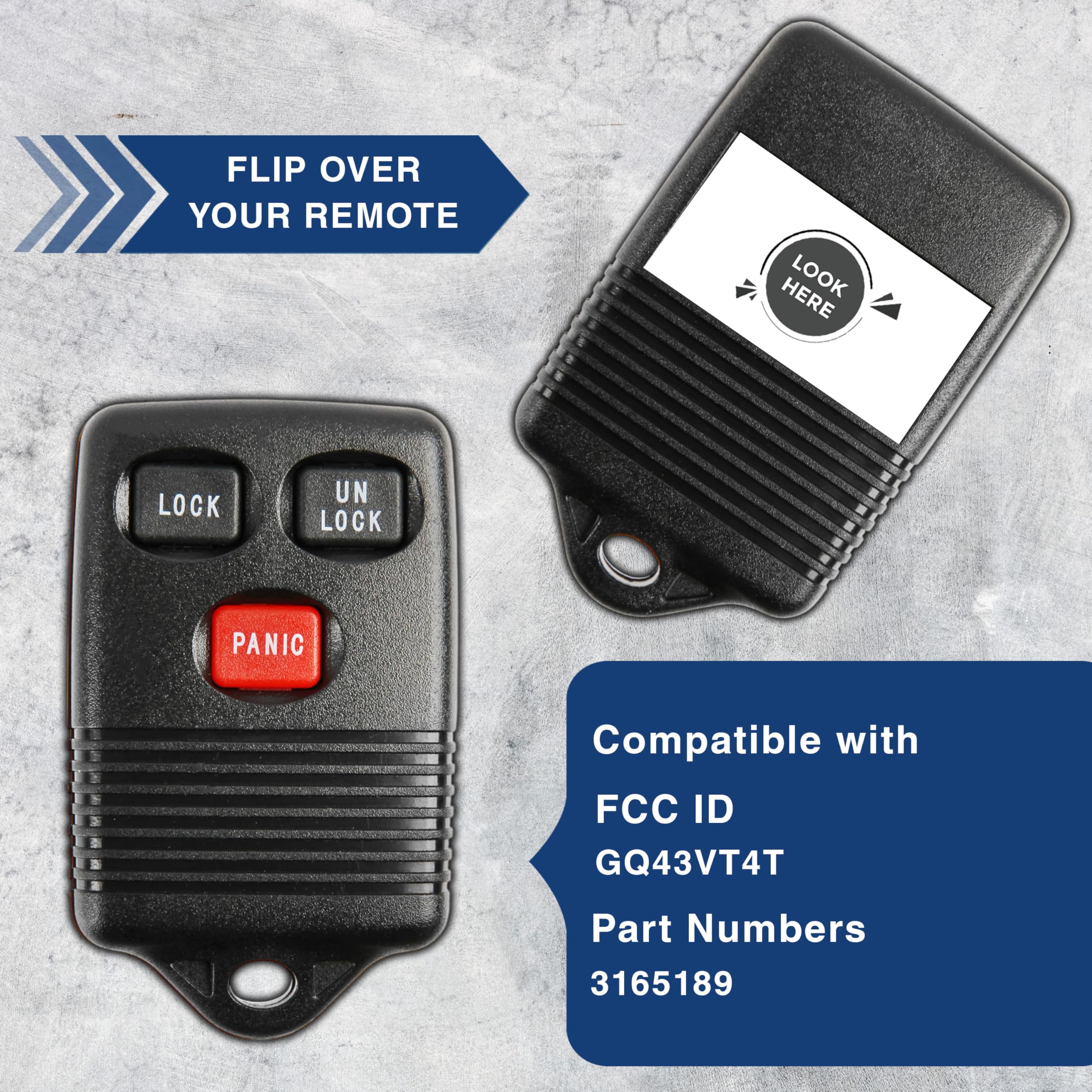 Keylessoption Key Fob Replacement For 1993 1994 1995 1996 1997 1998 Ford Lincoln Mercury Keyless Entry Remote Car Control, 3-But