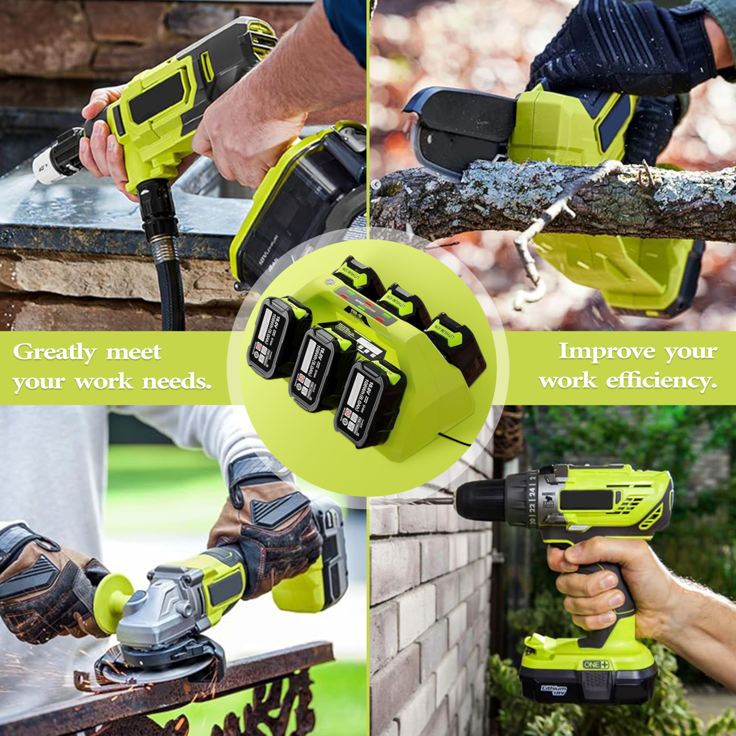 Dmmns P180 6 Ports Rapid Charger Replacement For Ryobi 18V One+ Supercharger P135 18V Six Pack Lithium Ion Charger,Compatible Wi