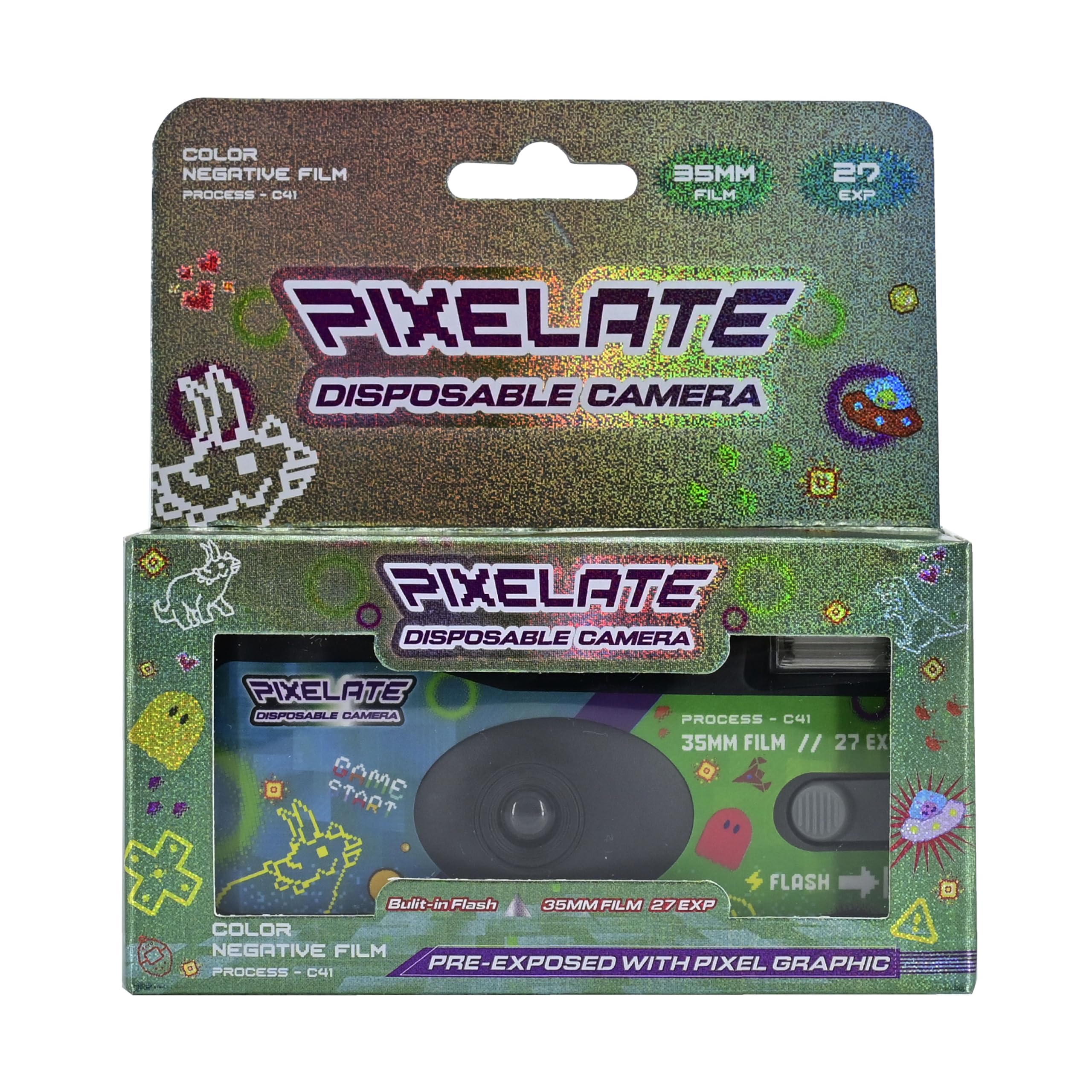 Retocolor Pixelate 400 35mm Disposable Film Camera 27EXP, ISO400, Color Negative Film, Focus Free, Easy to Use, Built in Flash, 