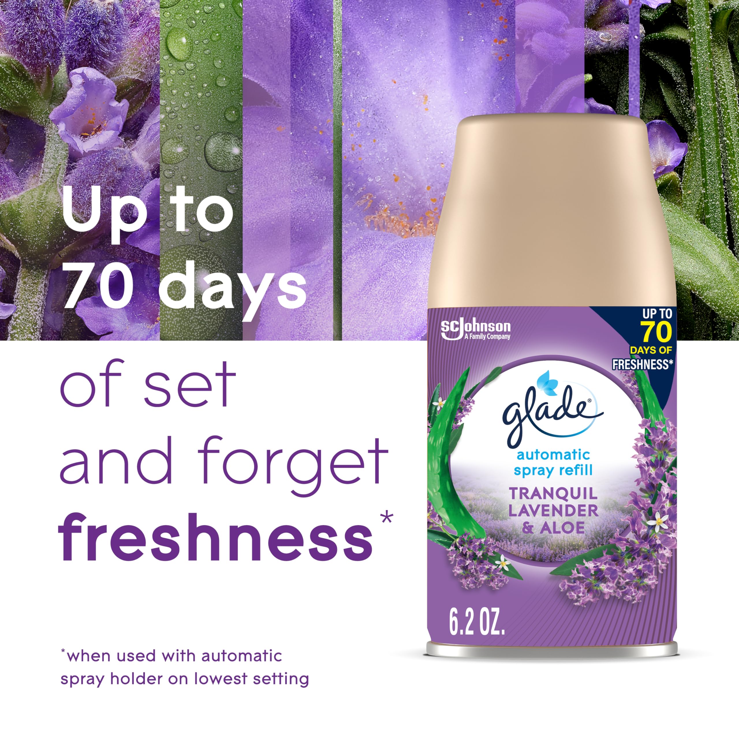 Glade Automatic Spray Refill, Air Freshener For Home And Bathroom, Tranquil Lavender & Aloe, 6.2 Oz