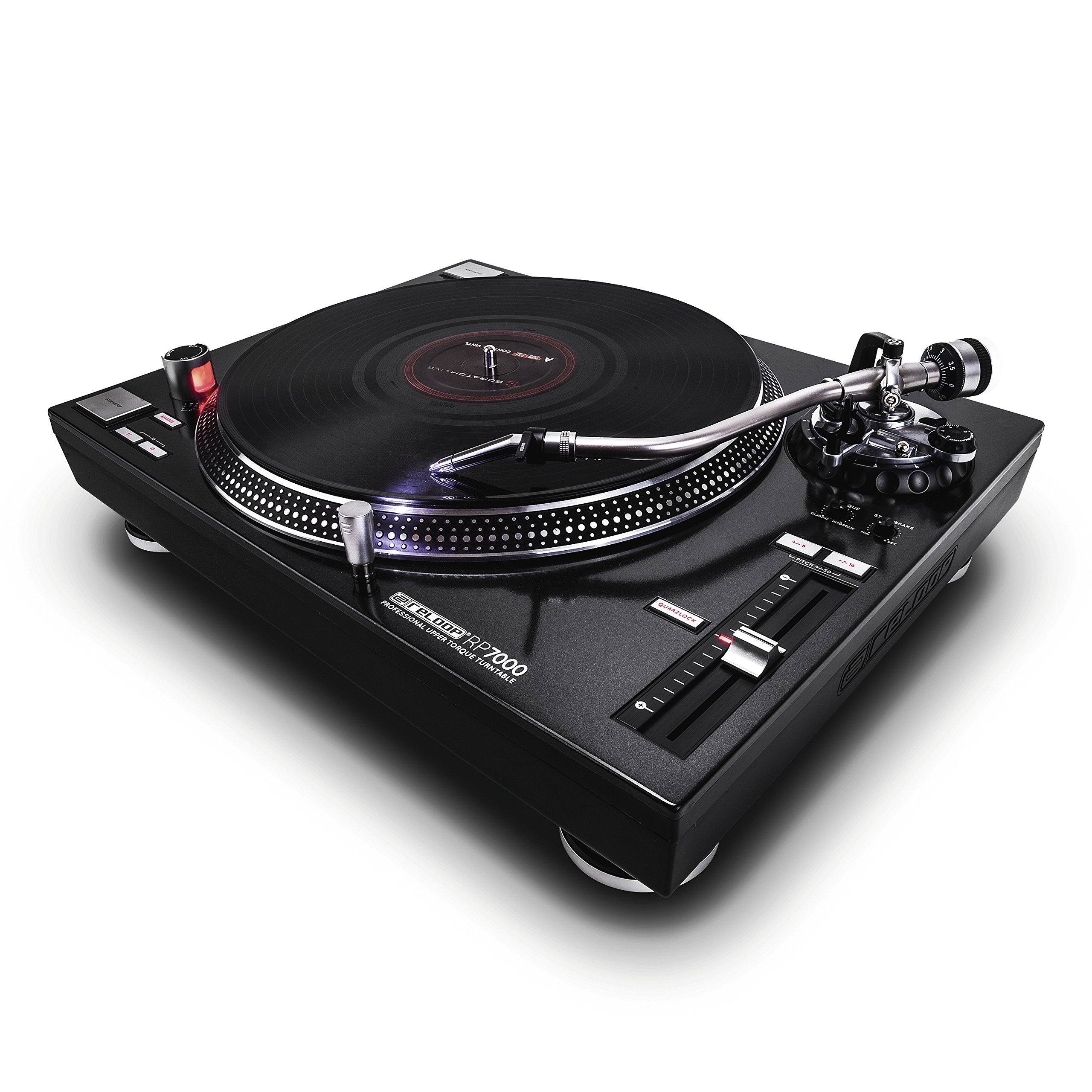 Reloop Rp 7000 Quartz Driven Dj Turntable With Upper Torque Direct Drive, Black