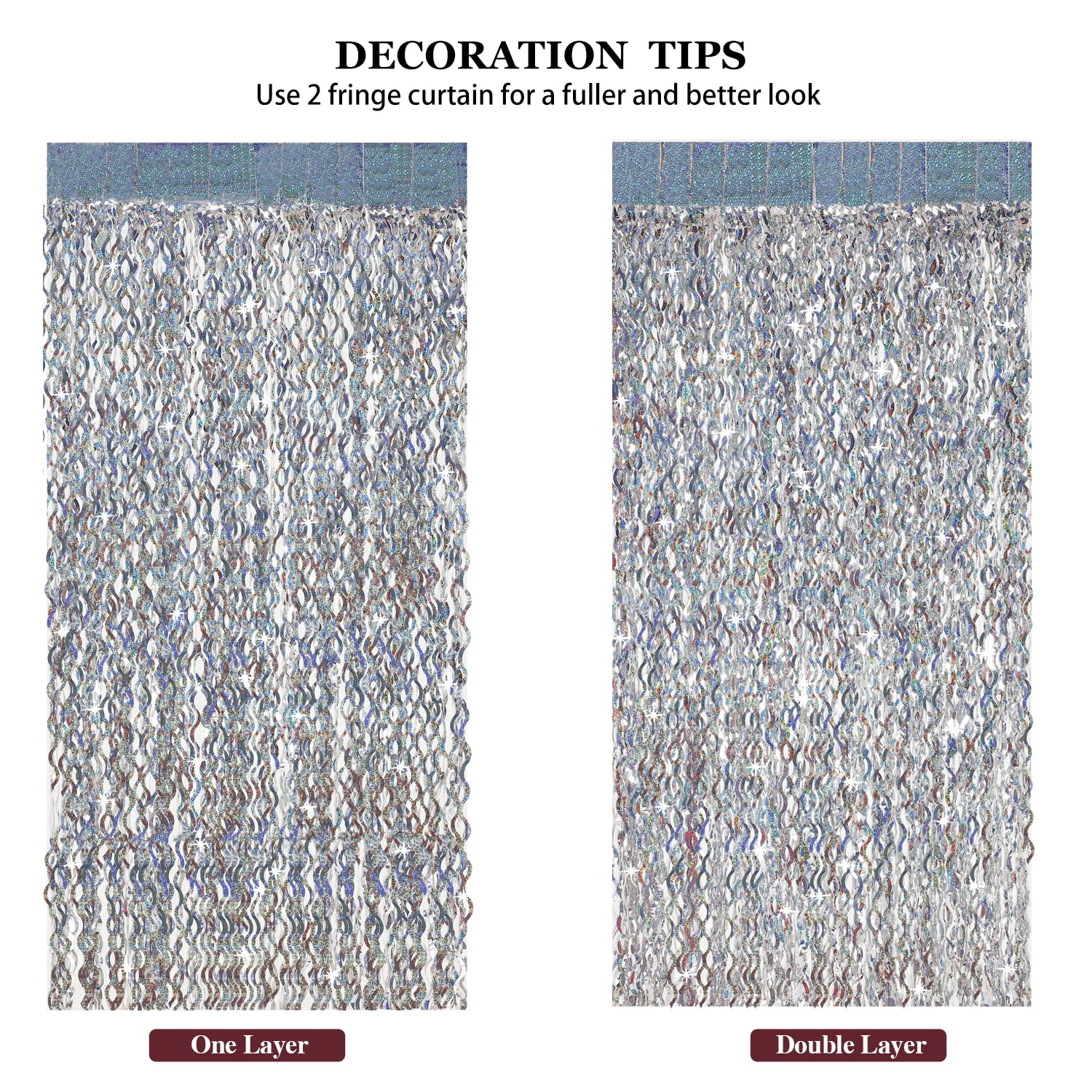 Silver Tinsel Backdrop  Cylmfc 3 Pack 3.3 Ft X 6.6 Ft Streamer Foil Fringe Curtain For Birthday Party Christmas Graduation Decor